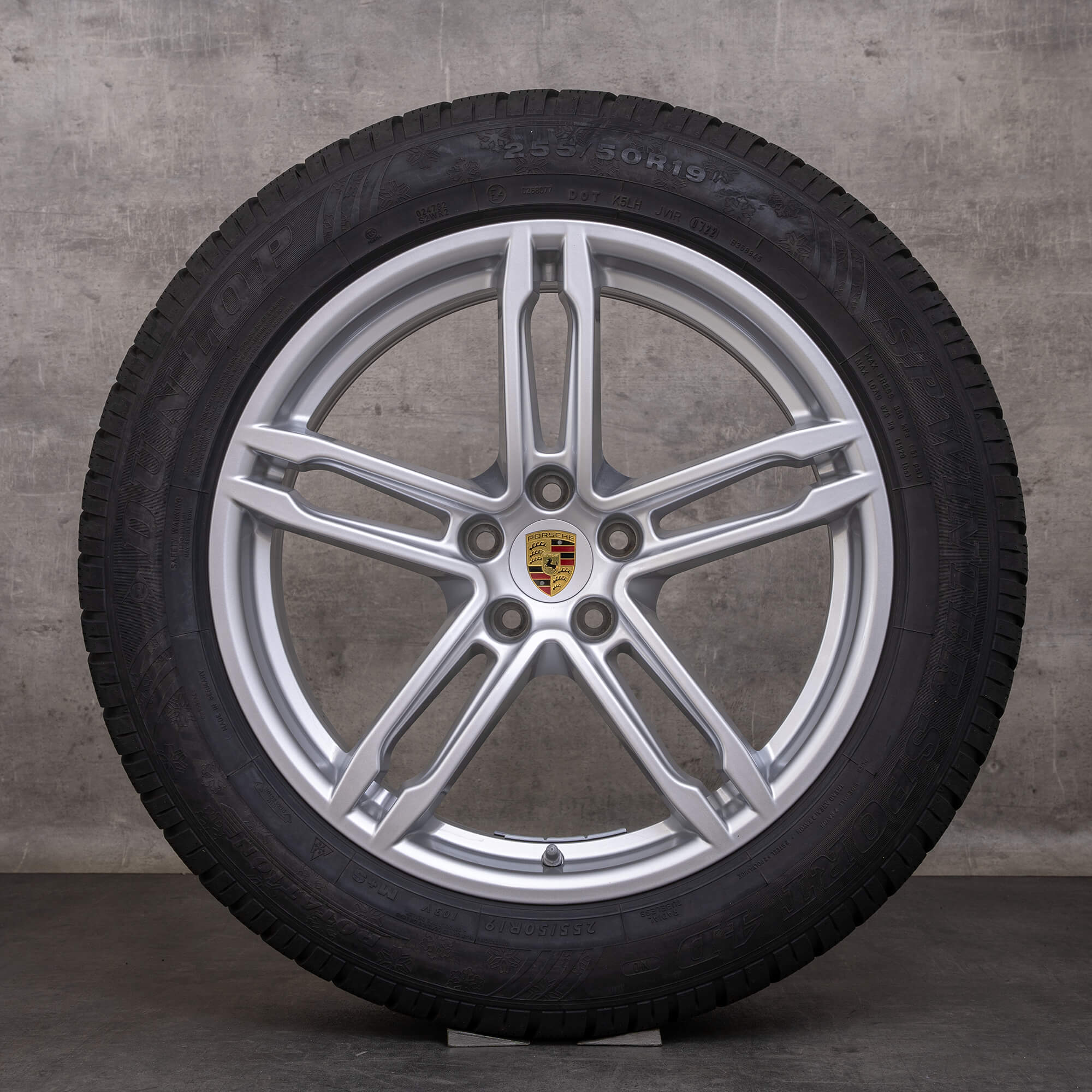 Jantes e pneus inverno originais Porsche Macan de 19 polegadas I II jantes 95B601025FQ 95B601025FR prata brilhante