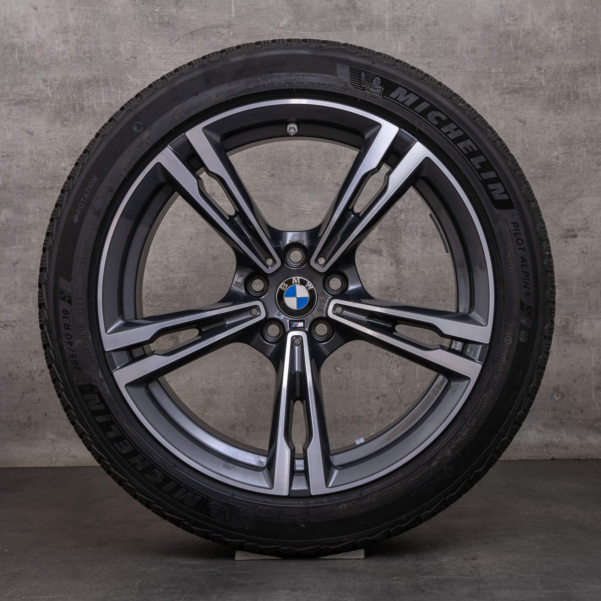 Jantes e pneus inverno originais BMW M5 M8 19 polegadas F90 F91 F92 F93 jantes estilo 705 M 7857075 7857076 orbit grey glossy turned