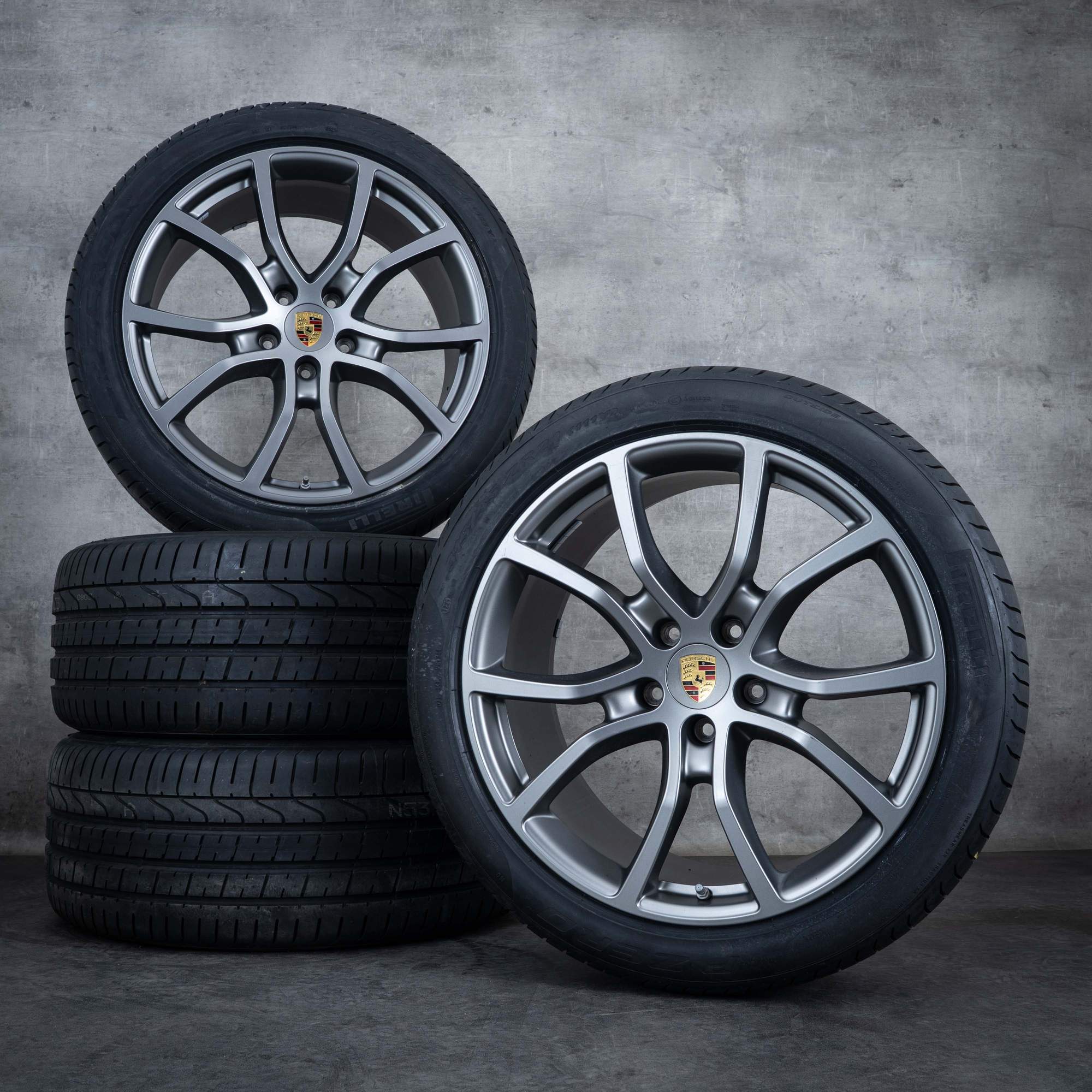 Alkuperäiset Porsche Cayenne -vanteet 21 tuuman 9YA I E3 kesäpyörät 9Y0601025DB 9Y0601025DC Exclusive Design platinahopea mattamusta