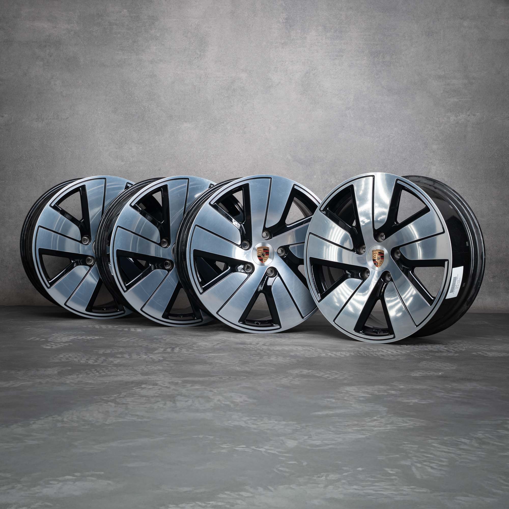 Oryginalne felgi Porsche Taycan 19 cali 9J1 aluminiowe Aero 9J1601025B 9J1601025C czarne polerowane