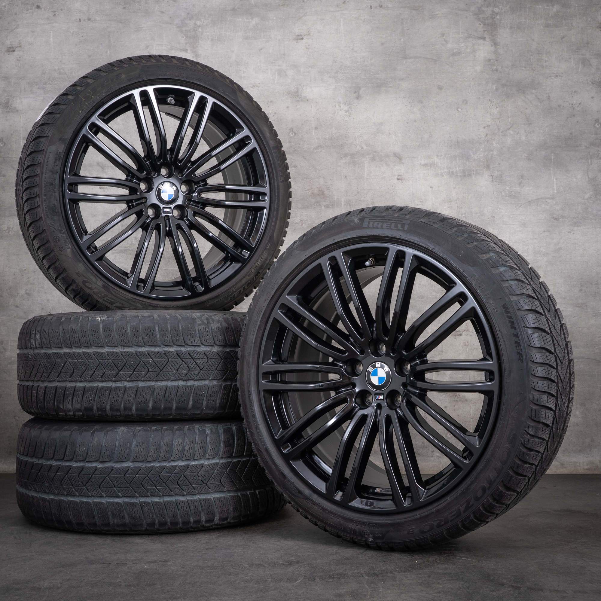 Oryginalne koła zimowe BMW serii 5 19 cali felgi G30 G31 stylizacja 664 M 7865925 7856926 czarny połysk