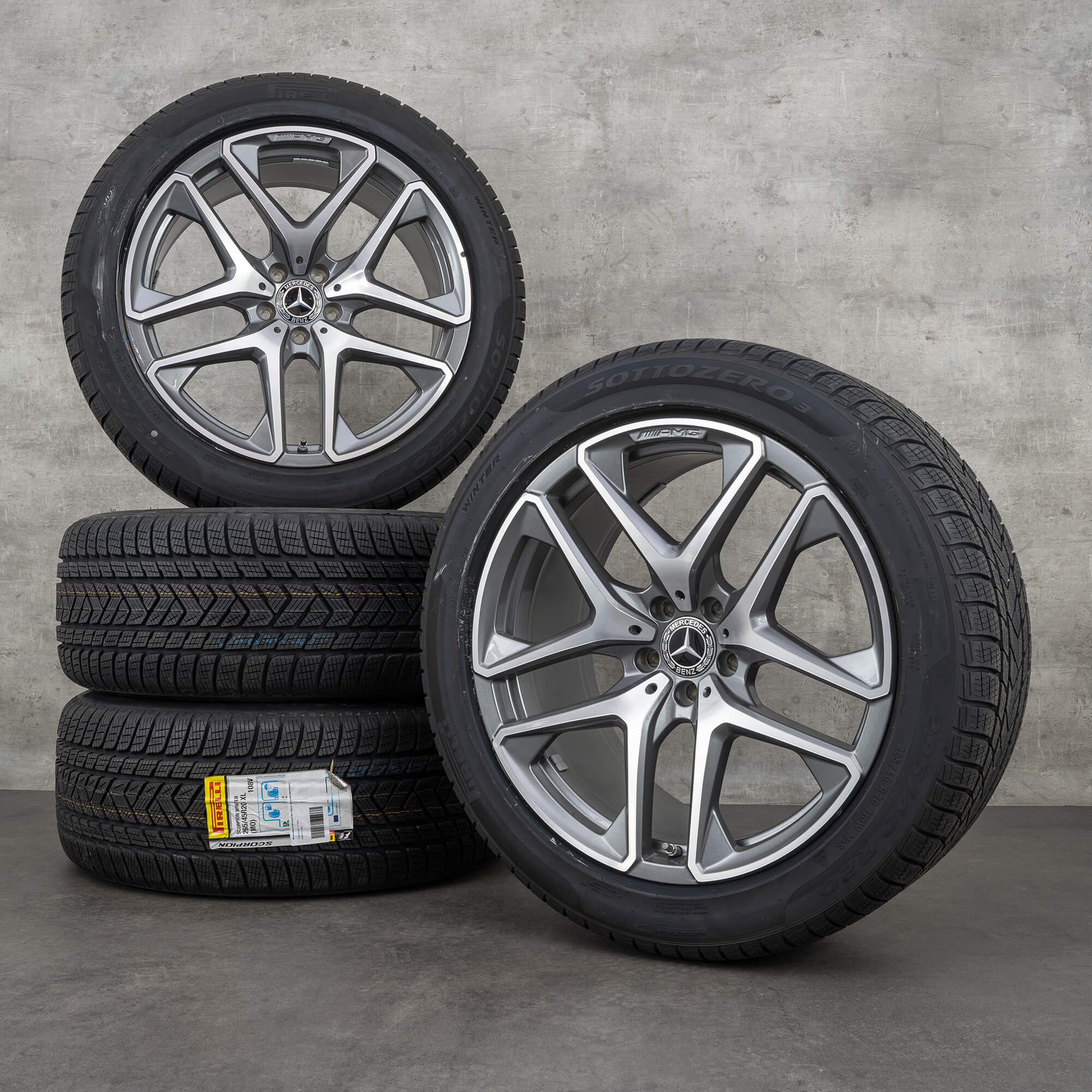 Originale Mercedes Benz GLC 63 & S AMG vinterdæk med fælge 20 tommer X253 C253 A2534013600 A2534013700 himalaya grey poleret