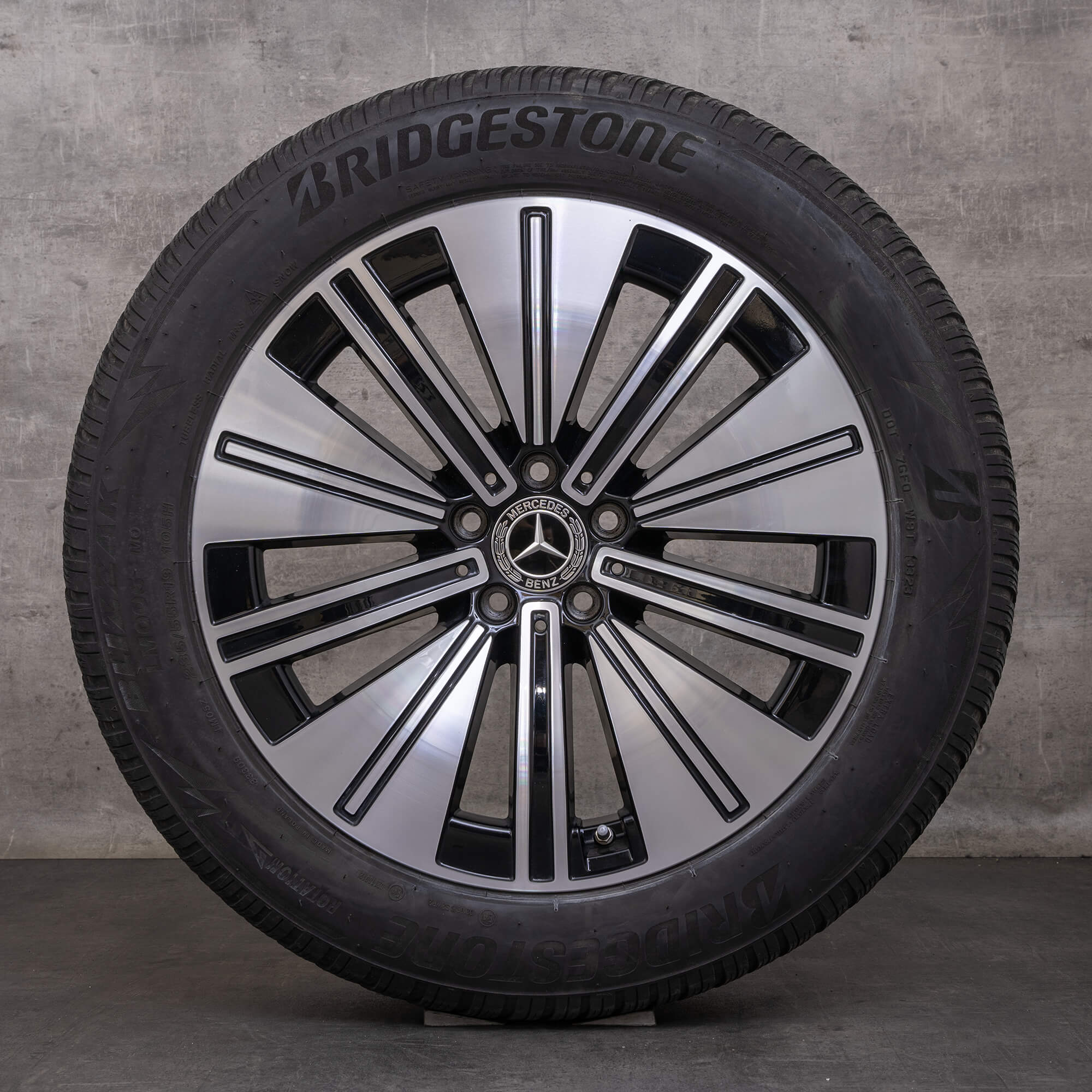 Orijinal Mercedes Benz EQS kış jant lastik 19 inç V297 jantlar A2974010600 siyah yüksek parlaklıkta tornalanmış