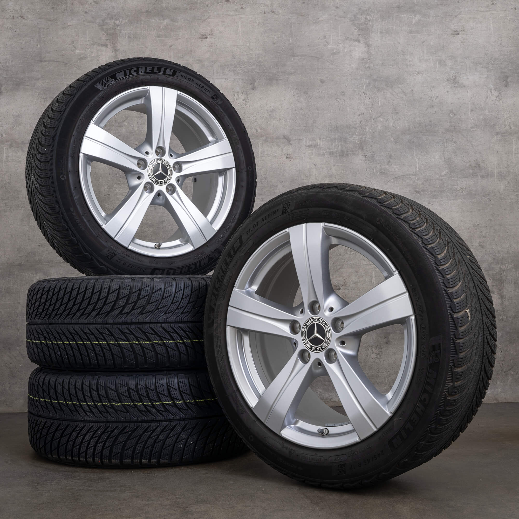 Original Mercedes Benz C-Klasse Winterräder 17 Zoll W206 S206 Felgen A2064017200 silber