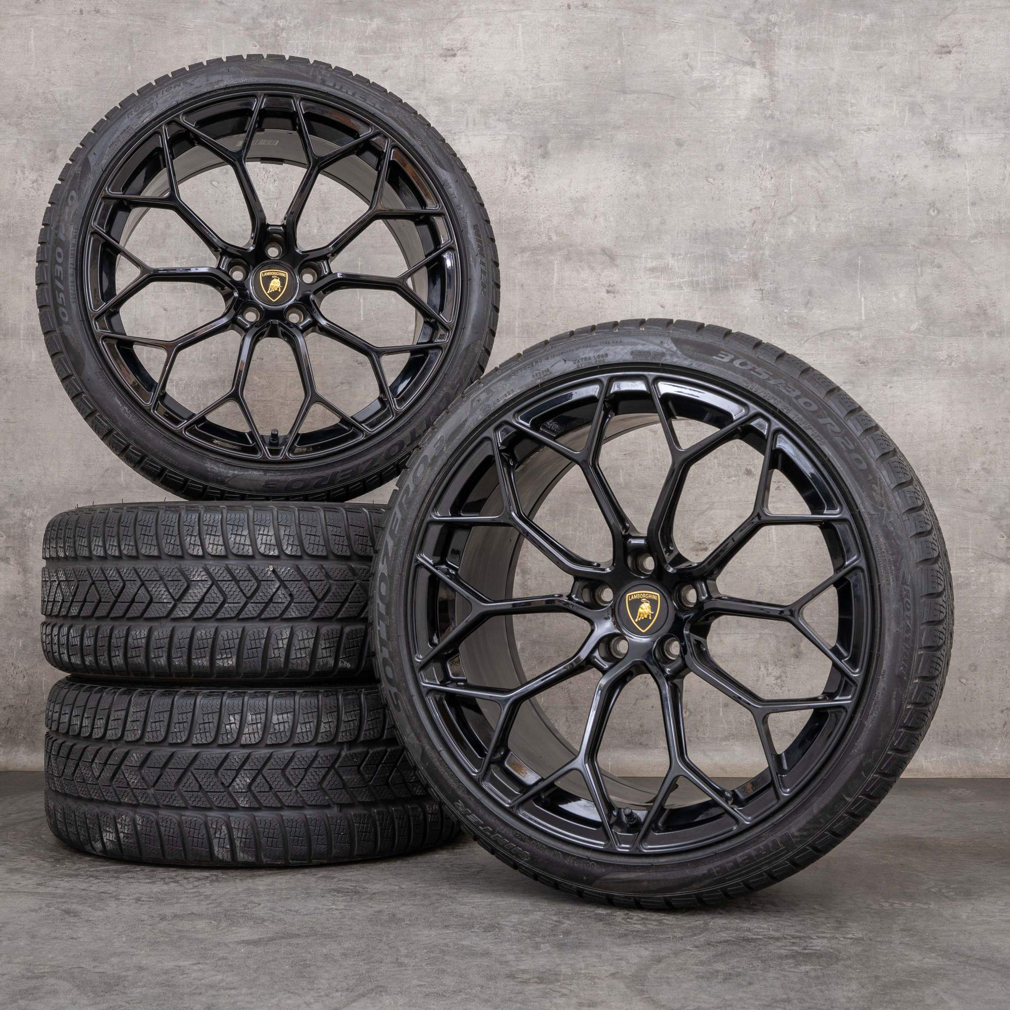 Cerchi originali Lamborghini Huracan con gomme invernali 20 pollici Giano 4T0601017 4T0601017A nero lucido