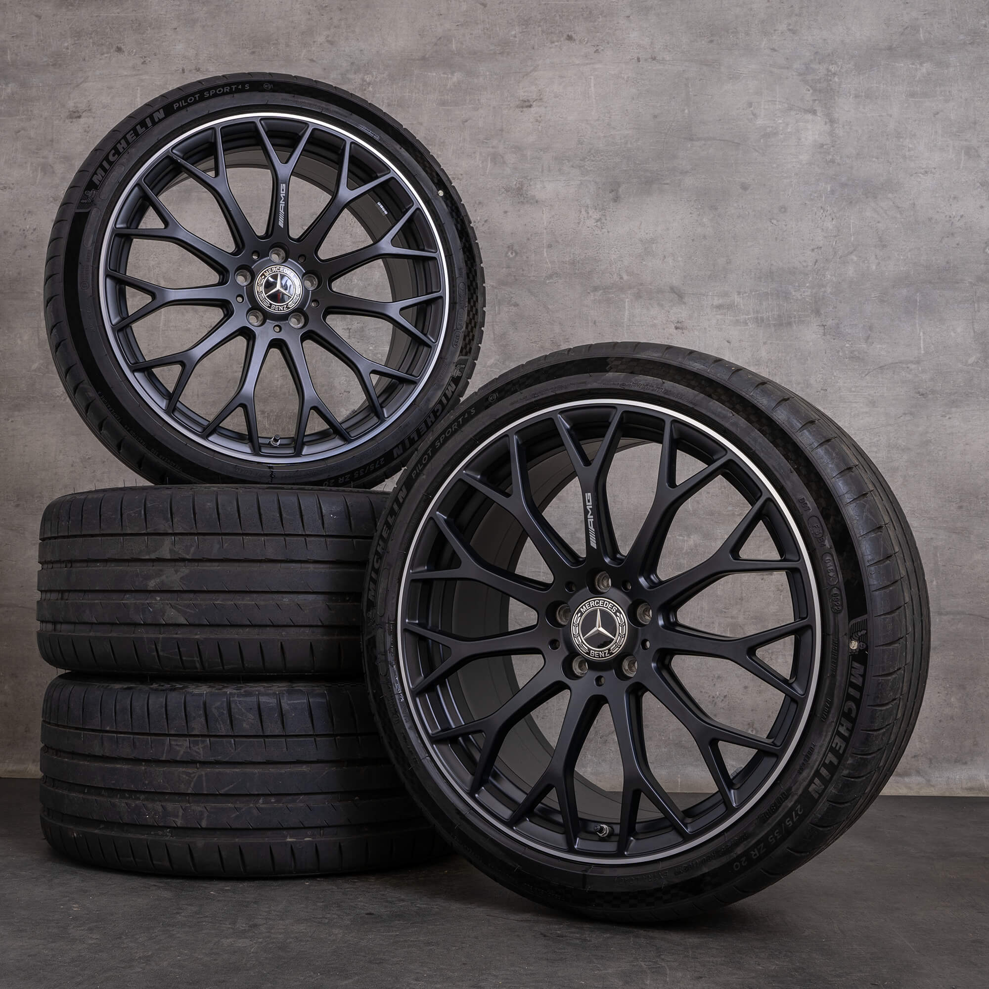 Original Mercedes Benz C-Klasse C63 & S AMG Felgen 20 Zoll W206 S206 Sommerräder A2064013100 A2064013200 schwarz matt glanzgedreht