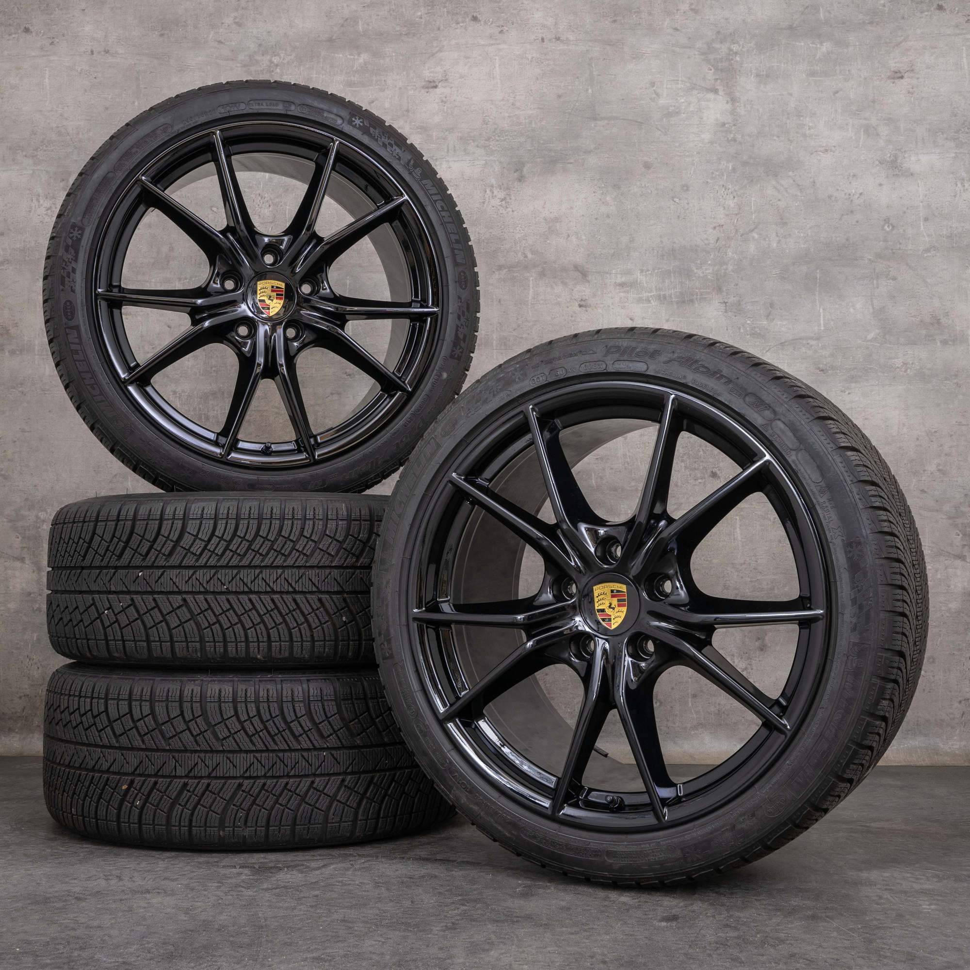 Alkuperäiset Porsche 991 II vanteet 20 tuuman C2 Carrera T kesäpyörät 99136271000 99136276000 musta kiiltävä