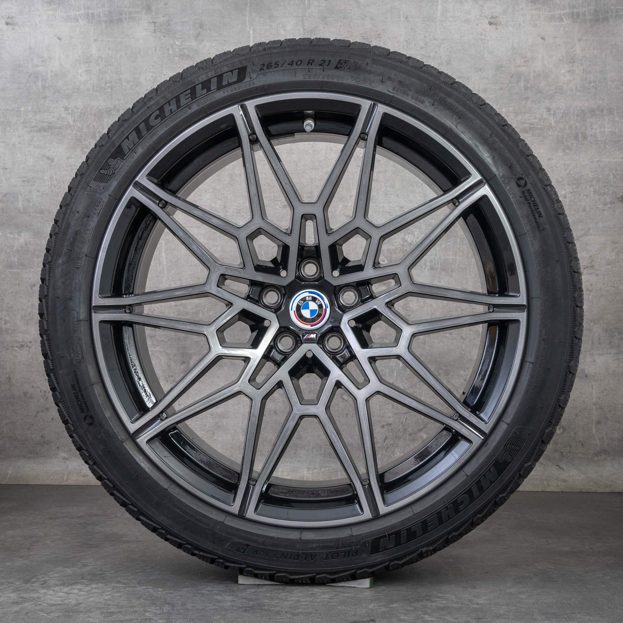 Jantes e pneus inverno originais BMW X3M X4M 21 polegadas F97 F98 jantes 892 M 9501476 9501479 preto polido virado