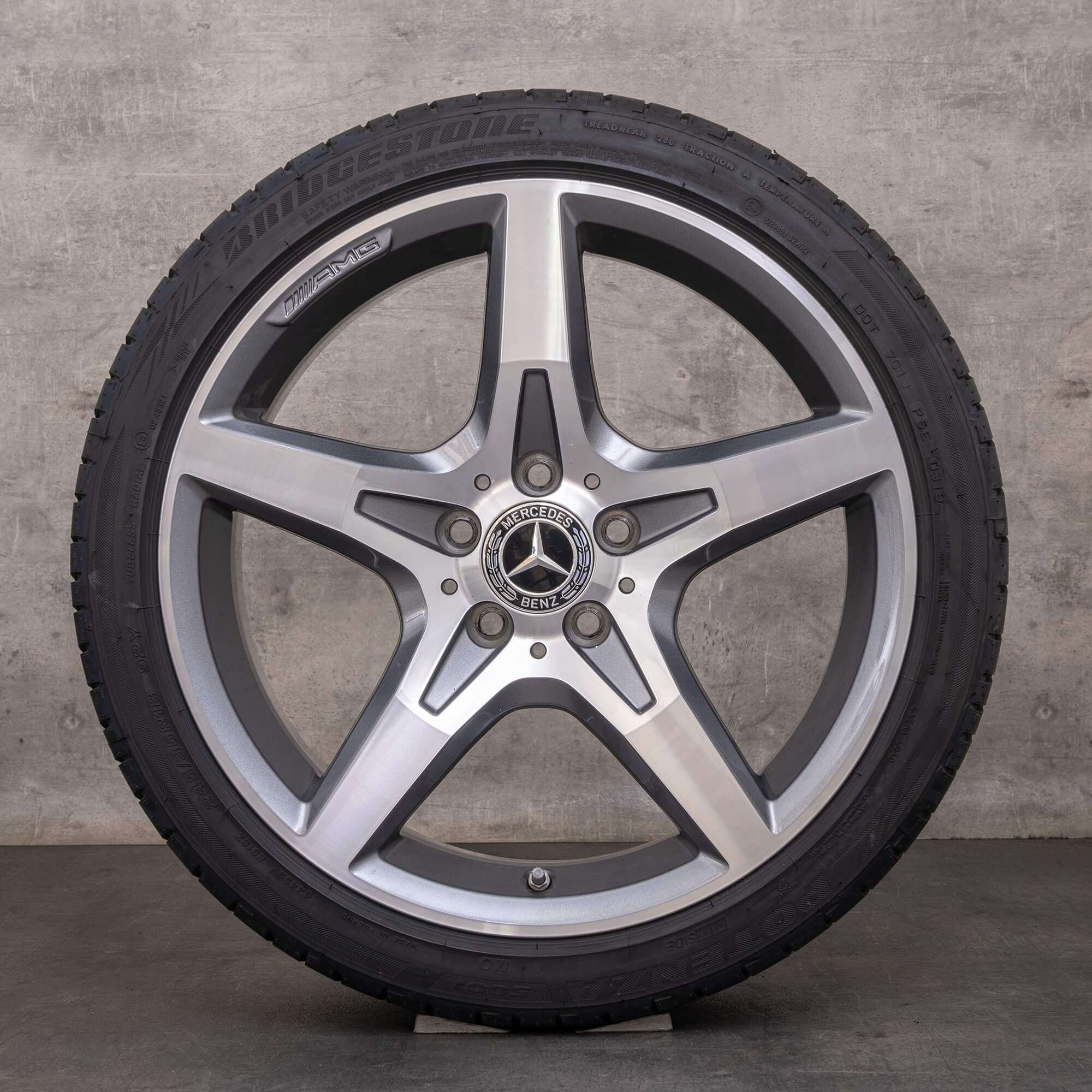 Orijinal Mercedes Benz SLK SLC AMG jantlar 18 inç R172 yaz jant lastik A1724012602 A1724012702 himalaya gri parlak tornalı