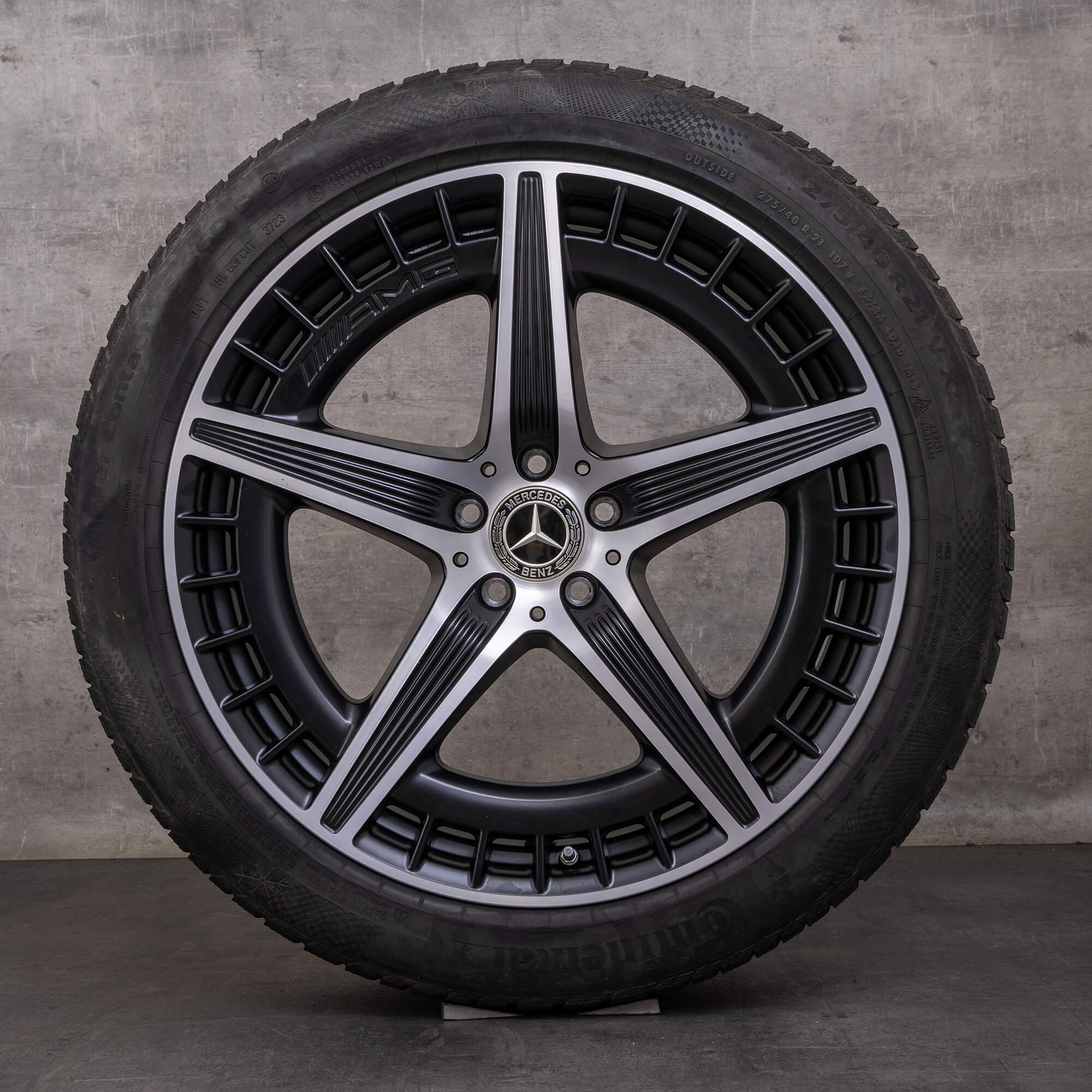 Orijinal Mercedes Benz EQE 43 53 AMG kış jant lastik 21 inç X294 jantlar A2944011400 siyah mat parlak tornalanmış