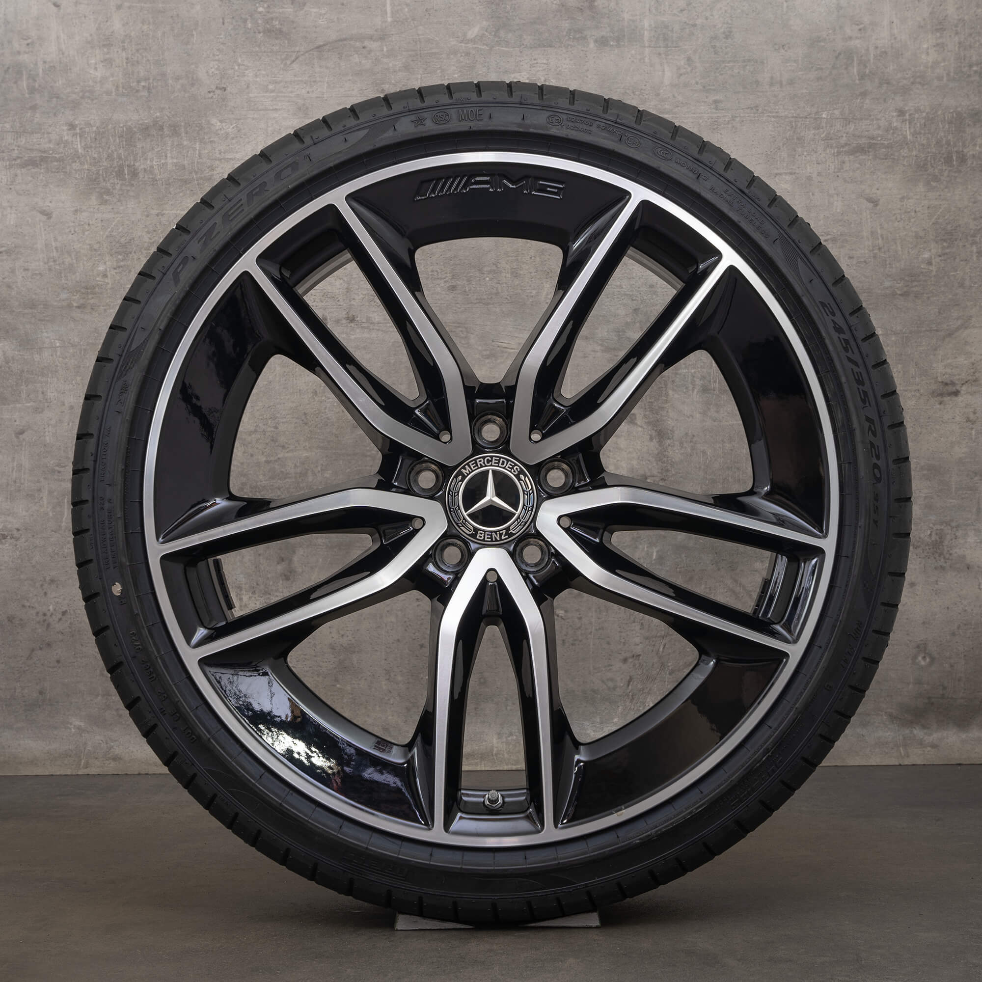 Original AMG Mercedes CLS 53 C257 20 Zoll Felgen Sommerreifen A2574013100 A2574012200 schwarz glanzgedreht