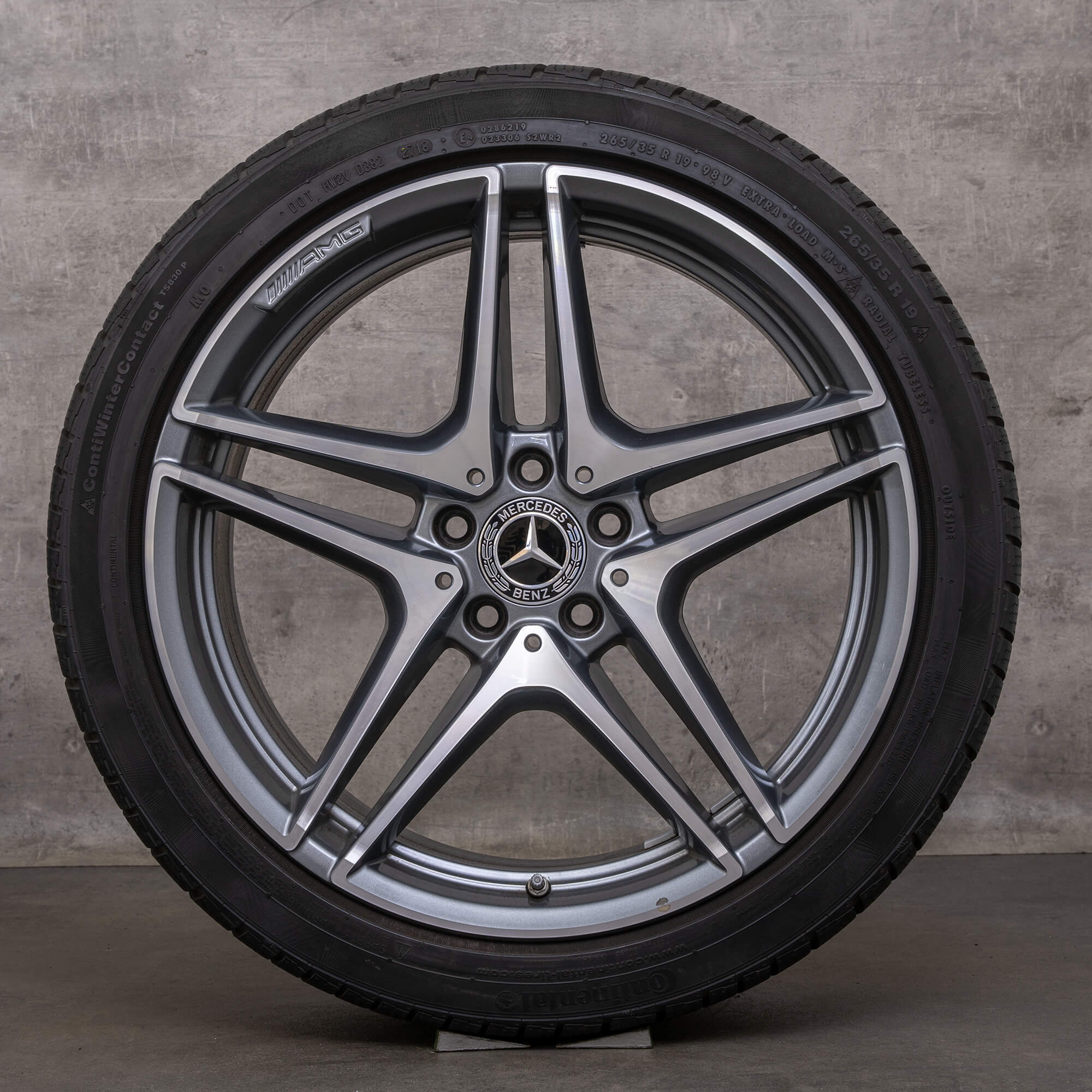 Original Mercedes Benz C-Klasse C63 & S AMG Winterräder 19 Zoll W205 S205 Felgen A2054011900 A2054012000 himalaya grey glanzgedreht