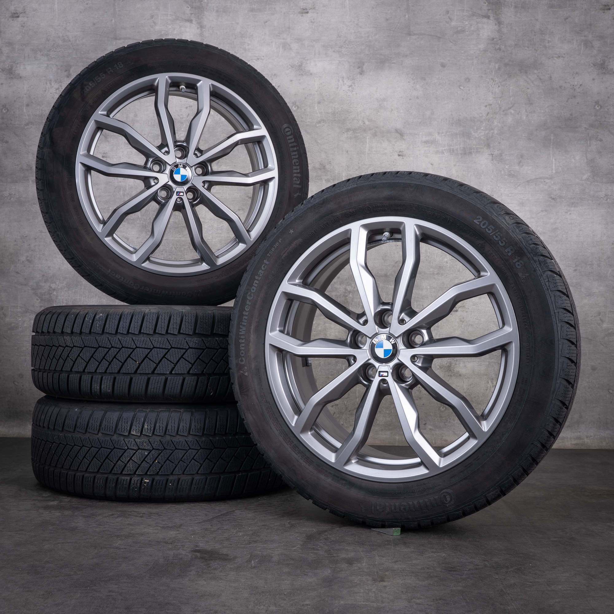 Original BMW X1 X2 Winterräder 18 Zoll F48 F39 Felgen Styling 771 M 6877550 ferric grey glanz