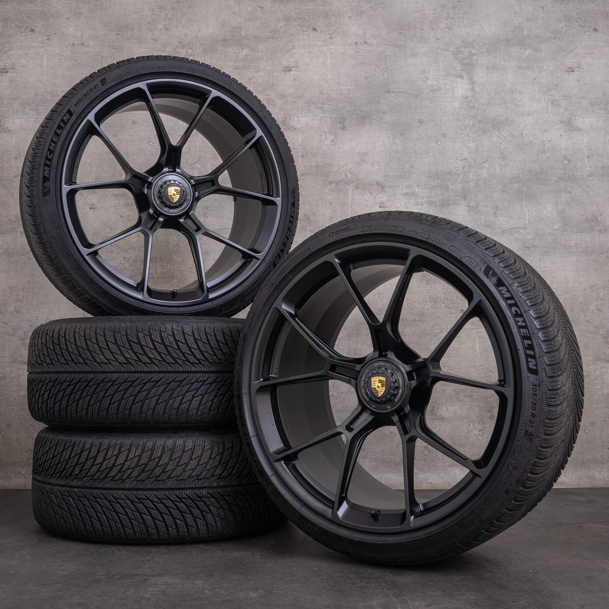 OEM Porsche 911 snow tire packages 20 21 inch 992 I GT3 & RS Rims 9GT601025B 9GT601025C black matt