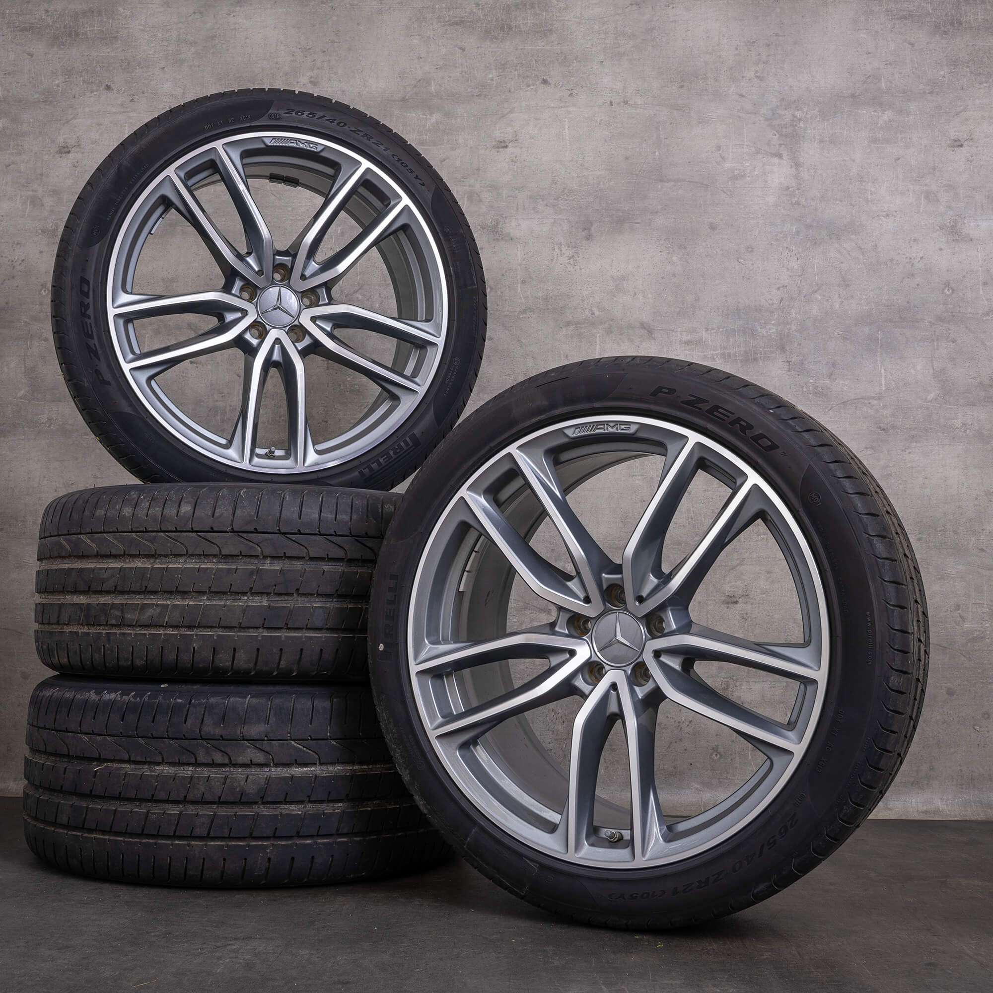 Oryginał Mercedes Benz GLC 63 & S AMG felgi 21 cali C253 X253 koła letnie A2534013800 A2534013900 himalaya szary polerowane