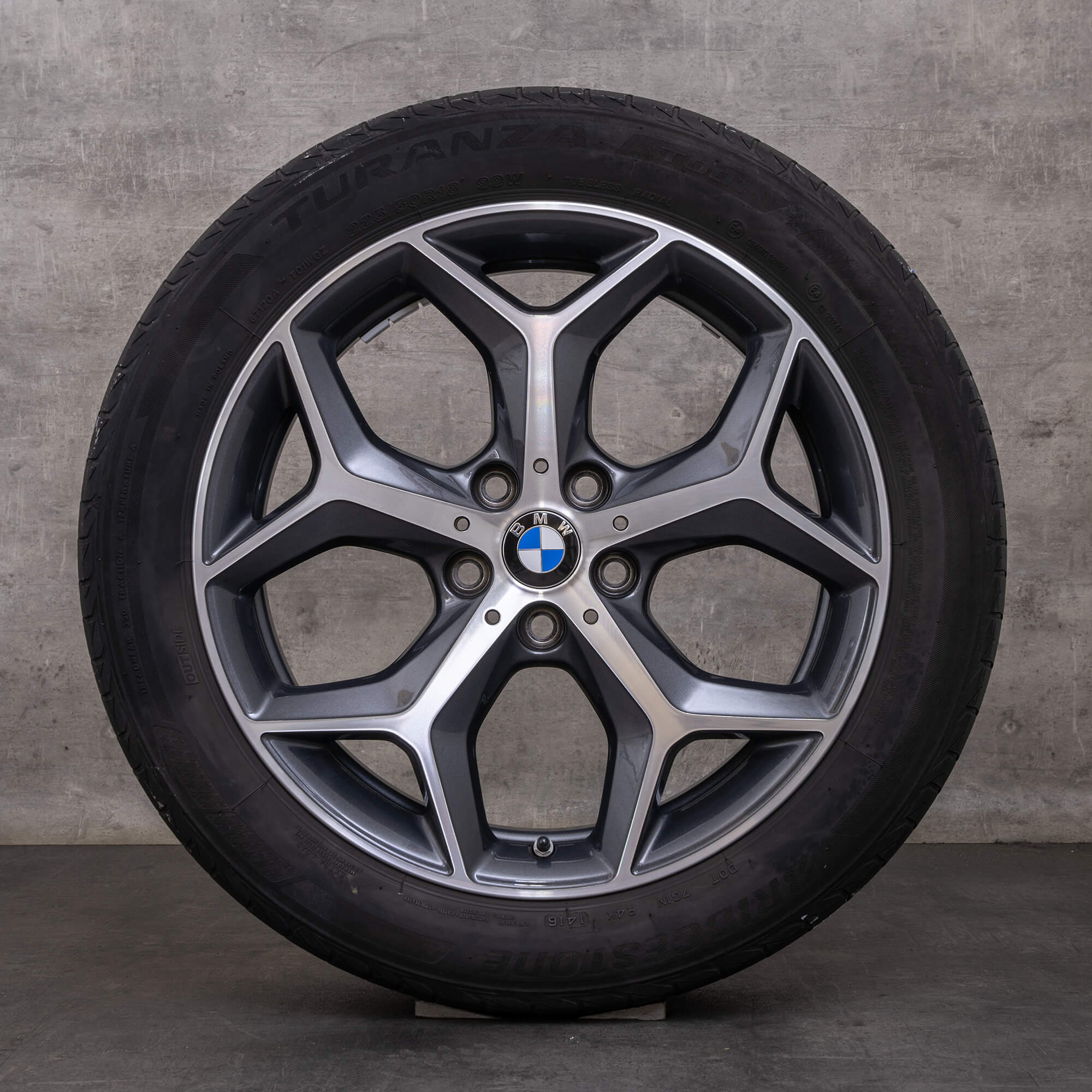Originale BMW X1 X2 sommerhjul 18 tommers F48 F39 felger styling 569 6856070 orbit grå blank dreid