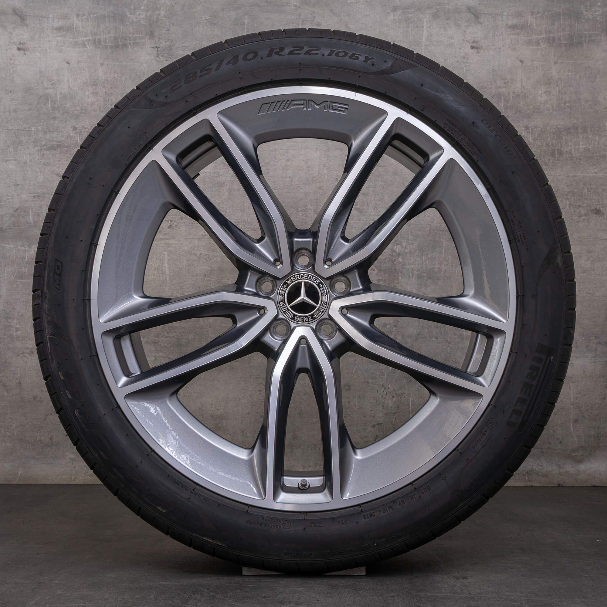 Original Mercedes Benz GLE AMG Winterräder 22 Zoll C167 V167 Felgen A1674013600 A1674013700 himalaya grey glanzgedreht
