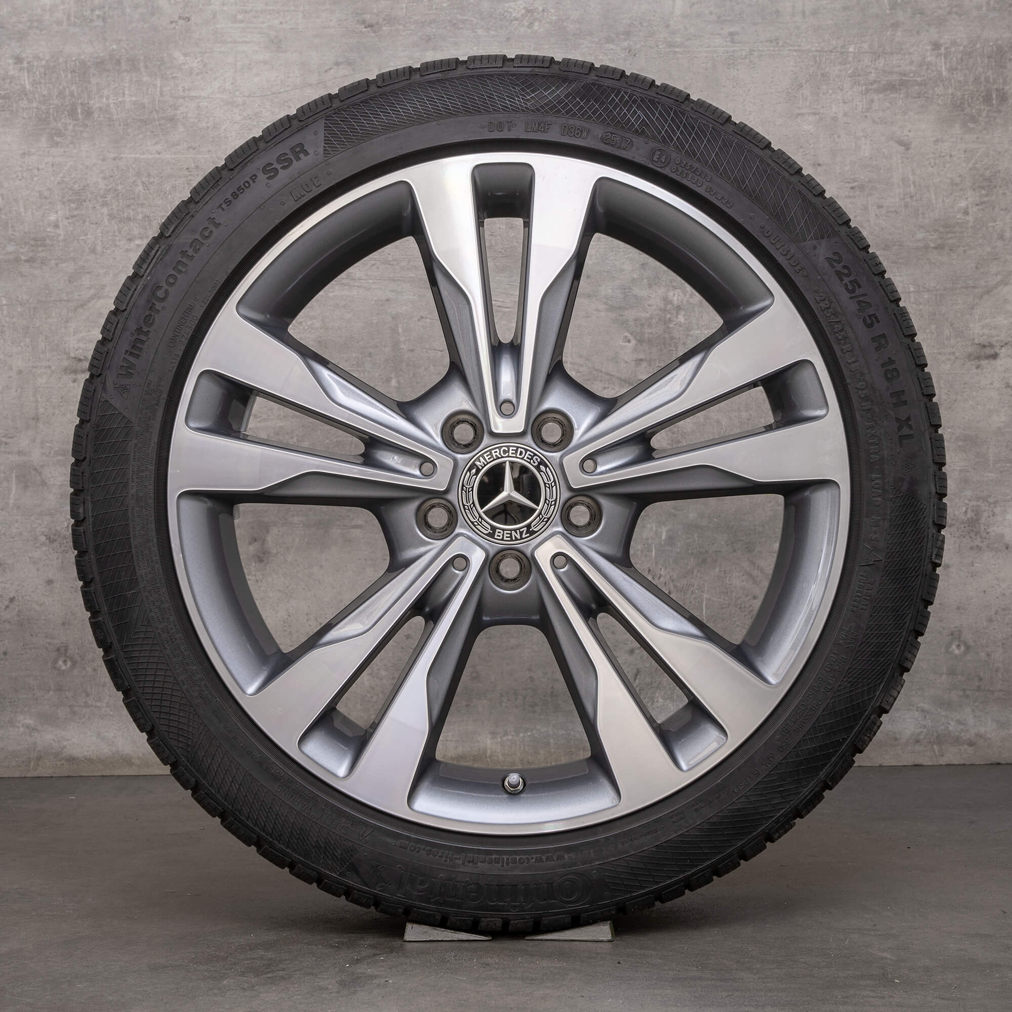 Llantas de invierno originales Mercedes Benz Clase C 18 pulgadas W205 S205 C205 A205 llantas A2054012802 gris himalaya torneado brillante