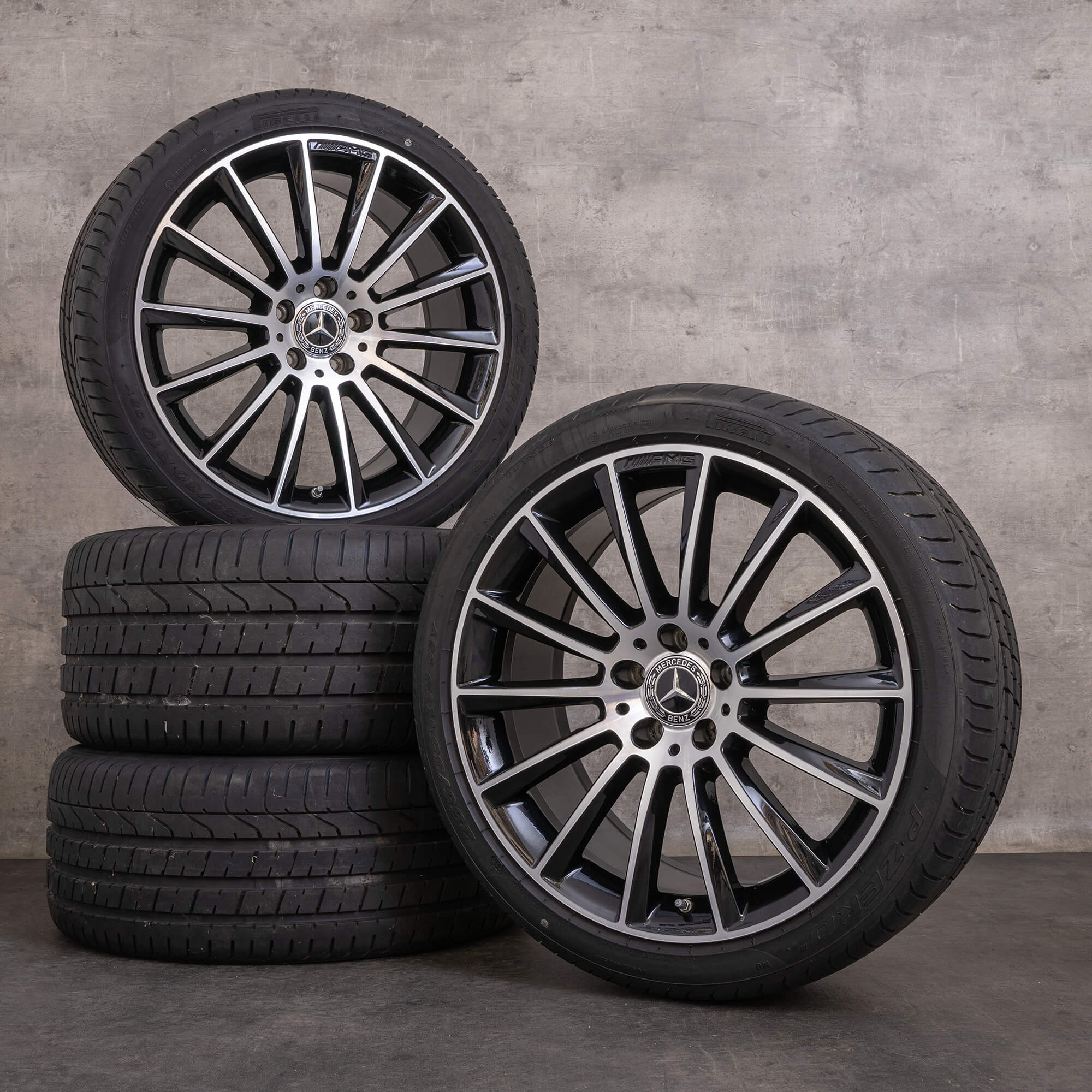 Orijinal Mercedes Benz CLS AMG jantlar 19 inç W218 C218 X218 Shooting Brake yaz jant lastik A2184011100 A2184011200 siyah parlak tornalanmış