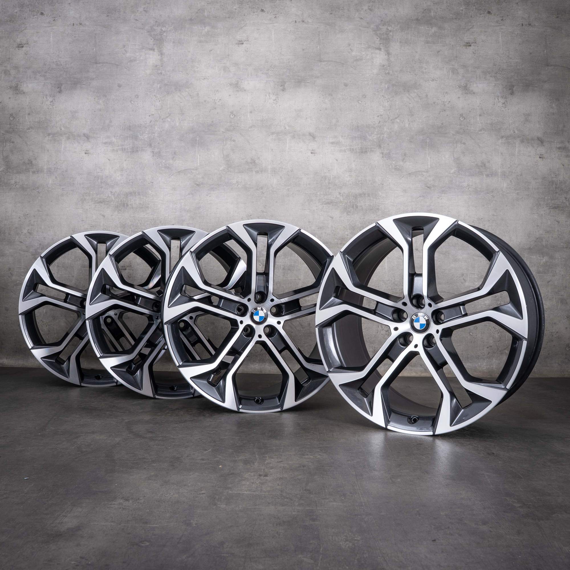 Original BMW X5 X6 Felgen 21 Zoll G05 G06 Styling 744 6885459 6885460 orbitgrey glanzgedreht