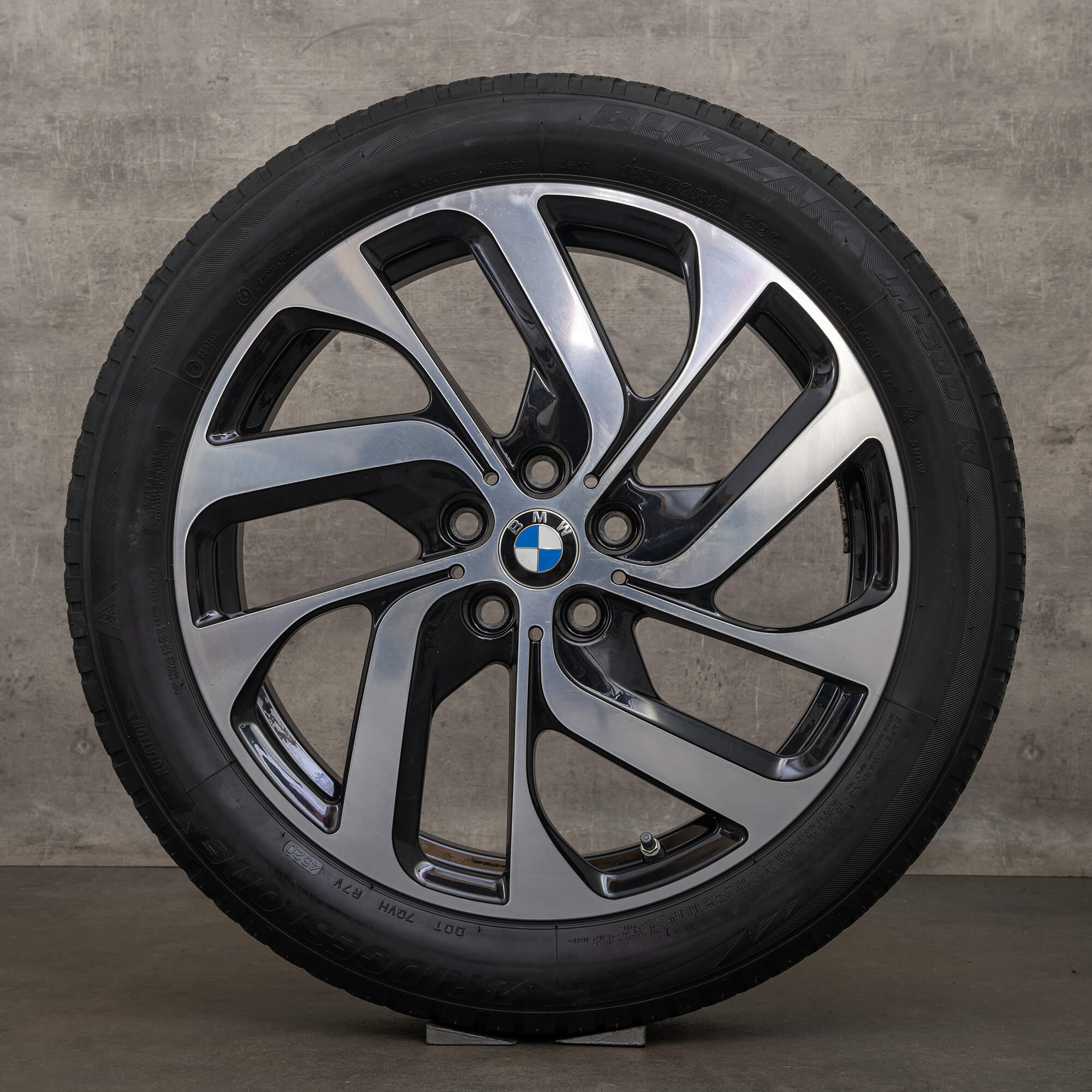 Jantes hiver d'origine BMW i3 19 pouces I01 6856894 Style 428 design turbine noir de jais brillant