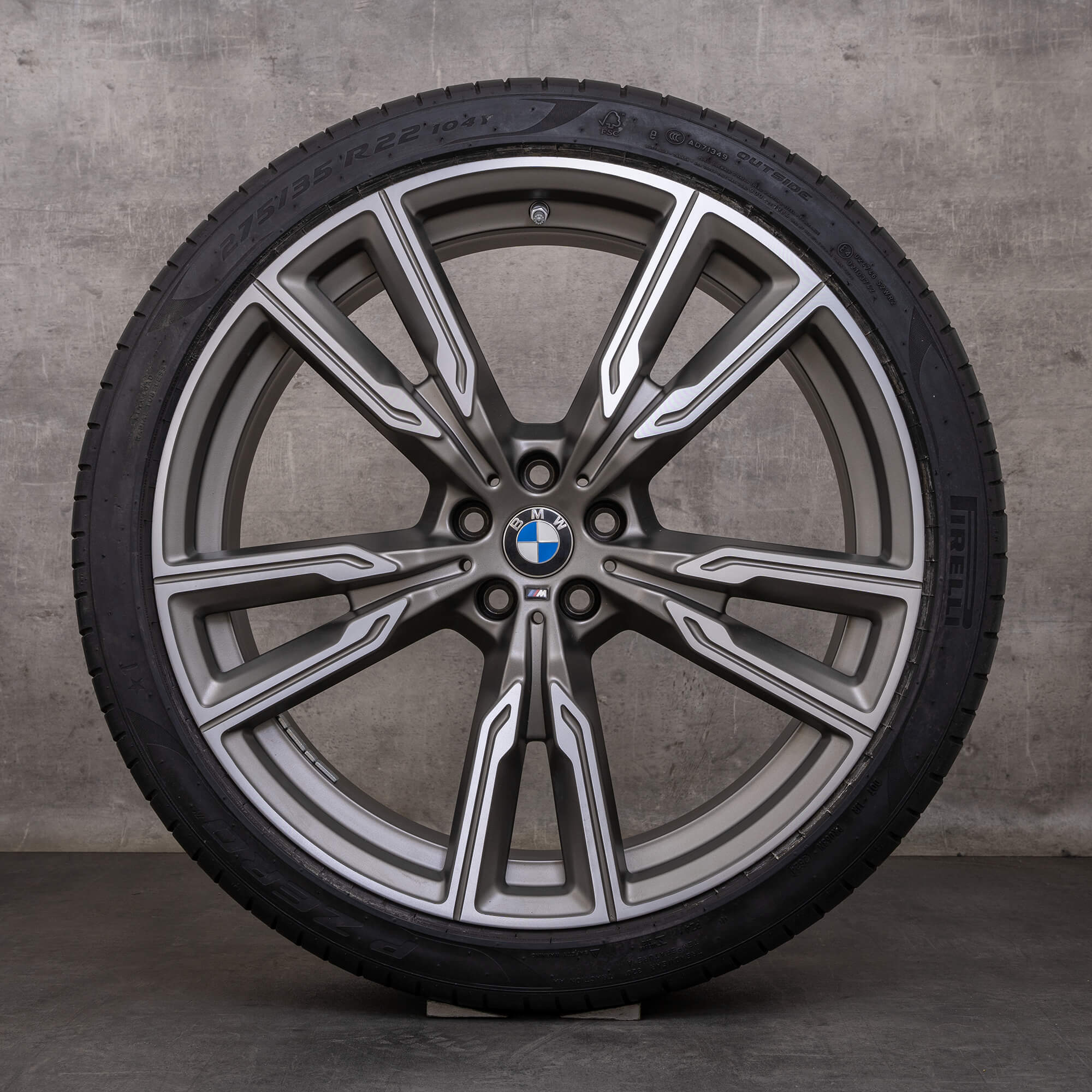 Oryginalne felgi BMW X5 X6 22 cale G05 G06 letnie koła stylizowane 747 M 8072002 8072003 brązowe złote matowe polerowane