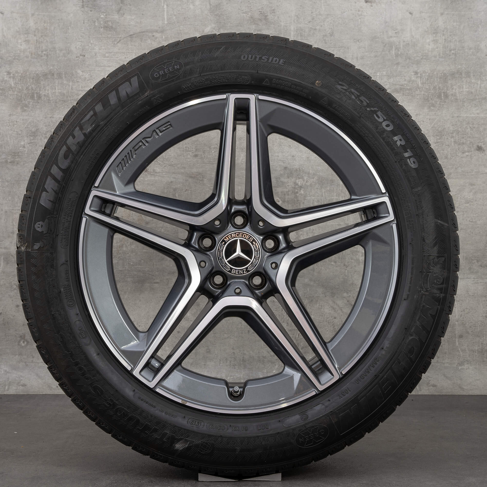 Orijinal Mercedes Benz GLC & 43 AMG jantlar 19 inç C253 yaz jant lastik A2534015300 A2534015400 himalaya gri parlak tornalanmış