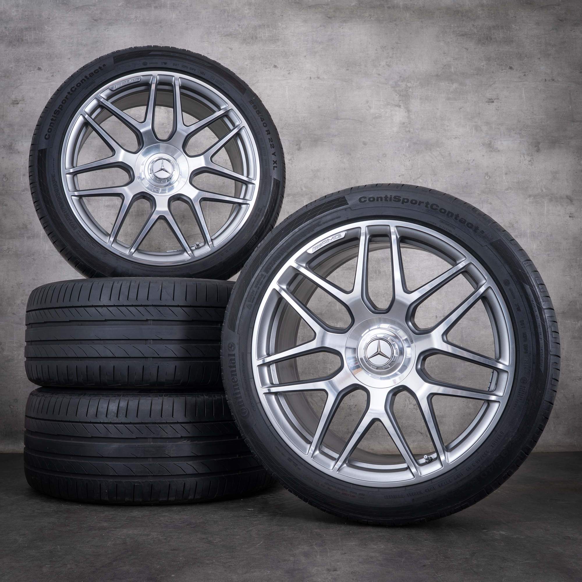 Alkuperäiset Mercedes Benz G-sarjan G63 AMG vanteet 22 tuumaa W465 W463A kesäpyörät A4634012000 himalaya grey kiillotettu