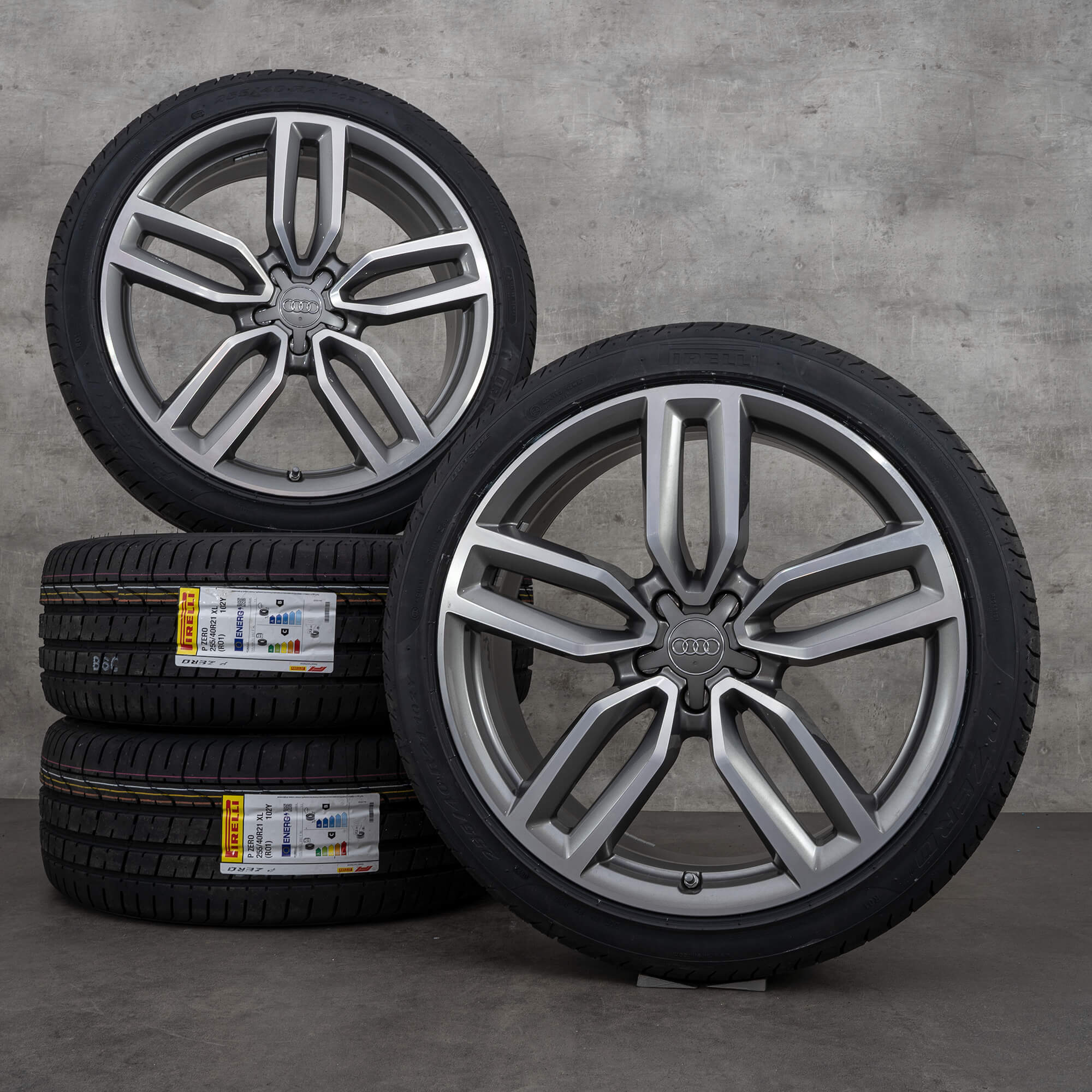 Originale Audi Q5 SQ5 felger 21 tommers 8R sommerhjul 8R0601025AM titanpolert