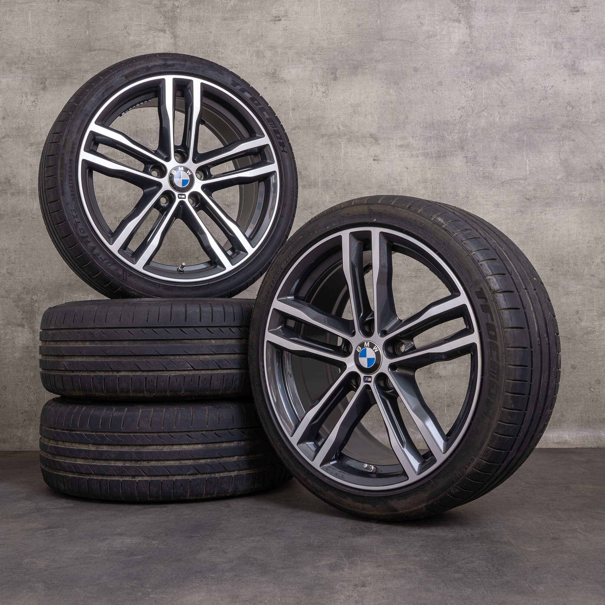 Originele BMW 3 serie 4 velgen 19 inch F30 F31 F32 F33 F36 Gran Coupe Sommerrder Styling 704 M 8043650 8043651 bicolor ferricgrey glans gedraaid