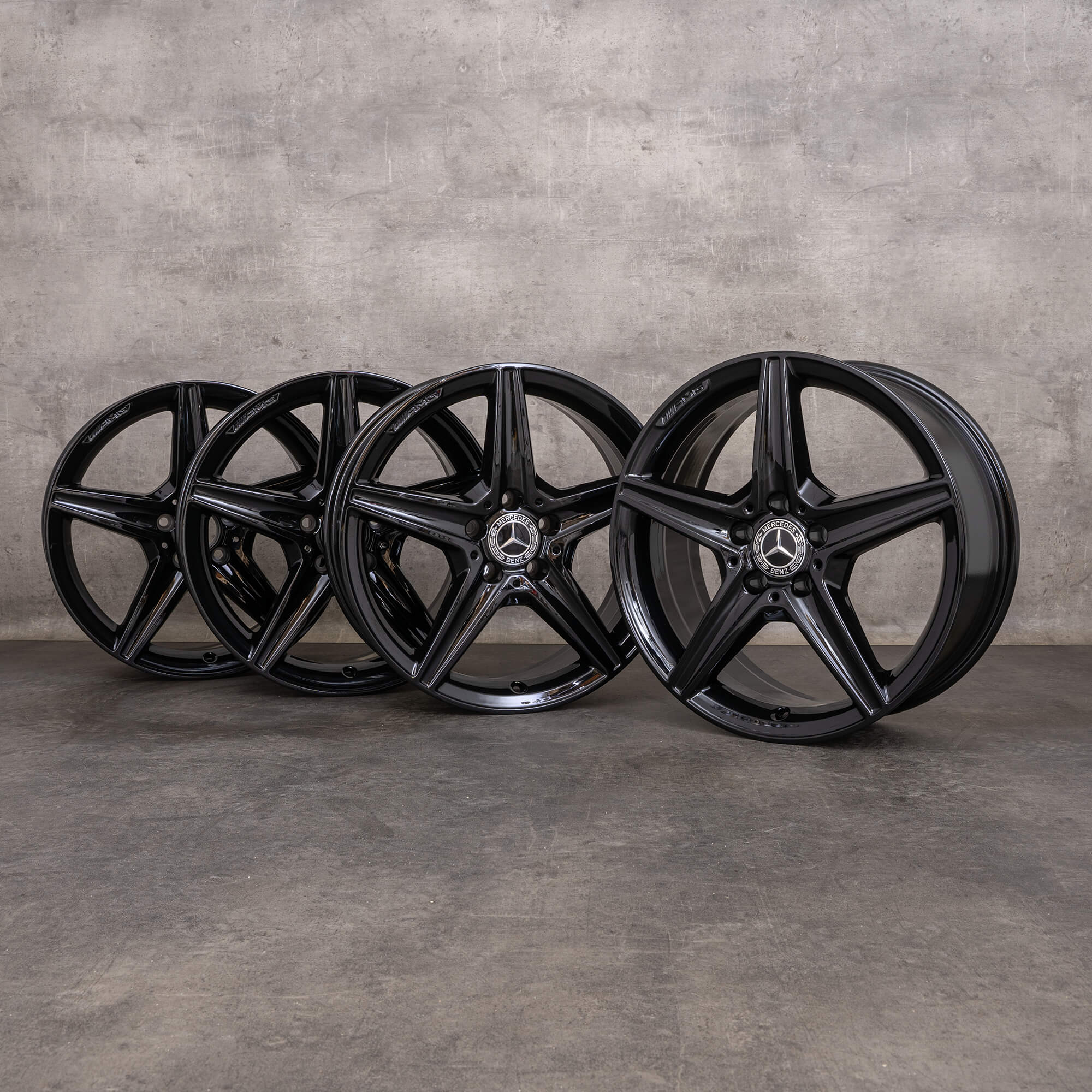 Jante originale Mercedes Benz C-Class AMG C43 C450 Sport 18 inch W205 S205 C205 A205 A2054014800 A2054017200 negru lucios