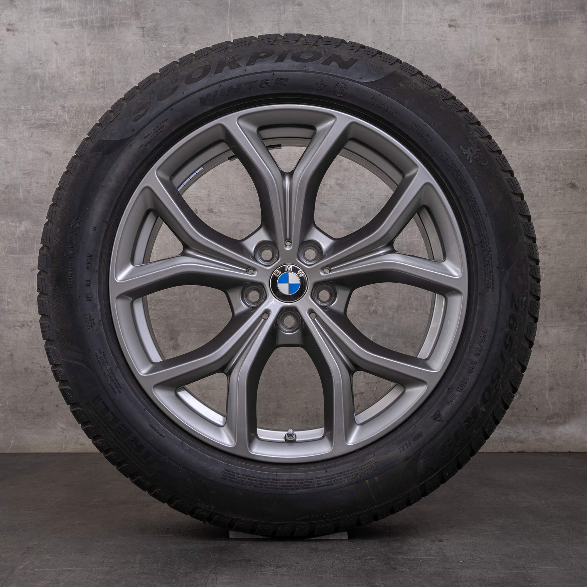 Originais BMW X5 X6 jantes e pneus inverno 19 polegadas G05 G06 styling 735 6883752 ferric grey brilho dianteiro
