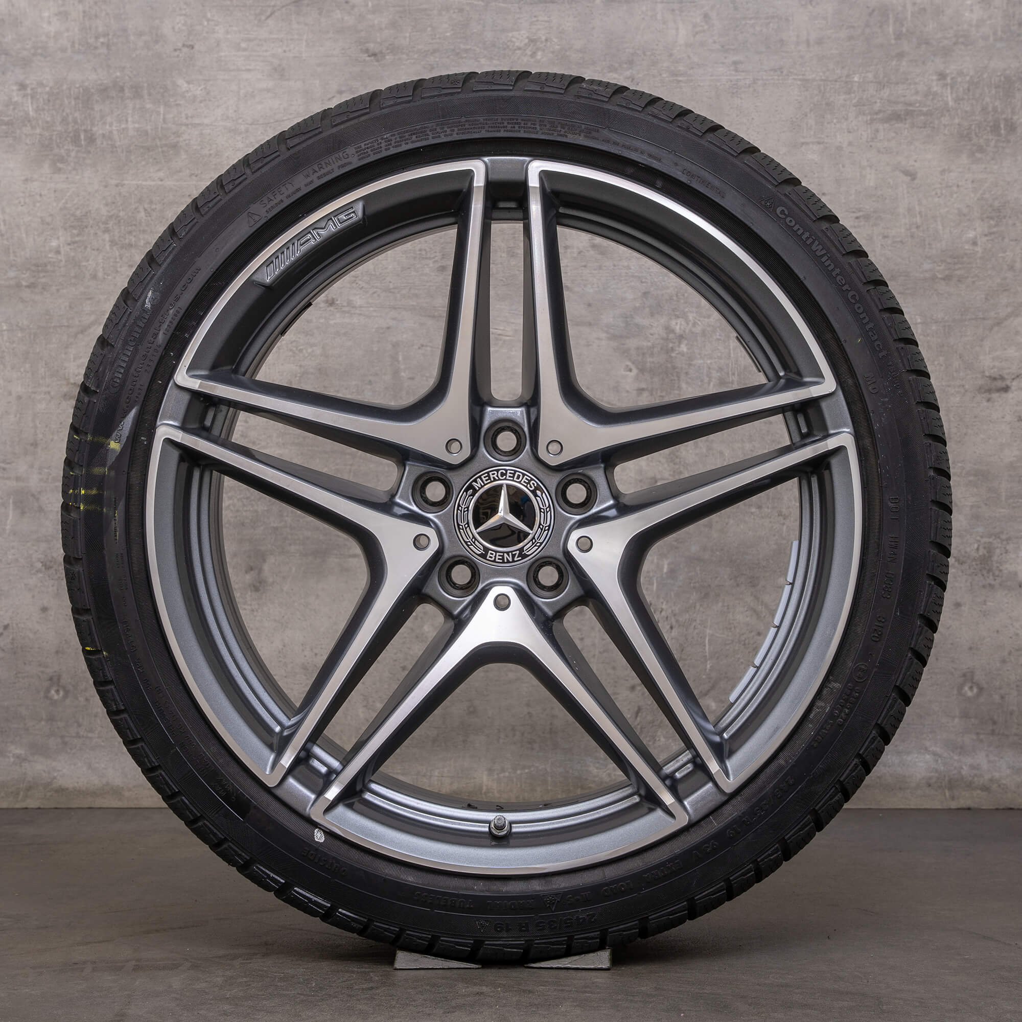 Jantes de inverno Mercedes Benz Classe C C63 & S AMG 19 polegadas W205 S205 jantes A2054011900 A2054012000 himalaia cinzento brilhante torneado