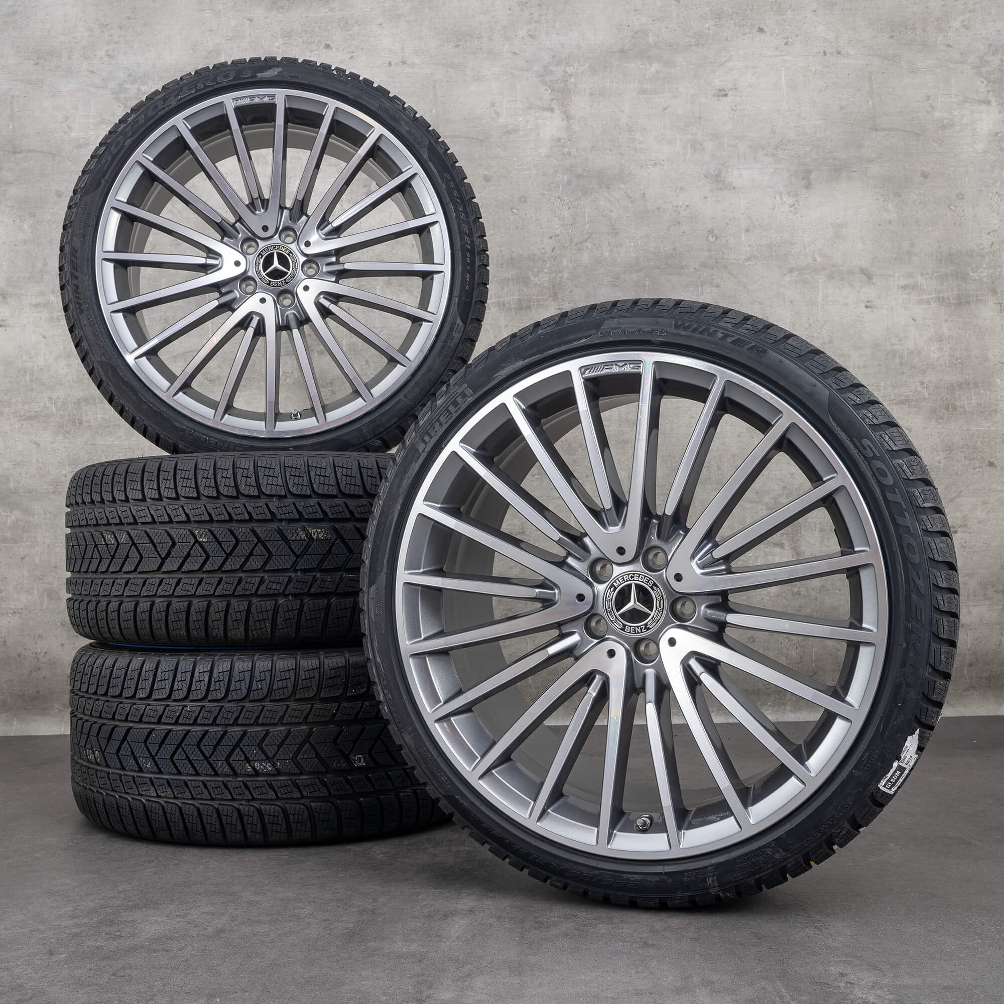 Alkuperäiset Mercedes Benz S-sarjan talvirenkaat 21 tuuman W223 X223 vanteet A2234011700 A2534011800 himalajanharmaa Kiillotettu UUSI