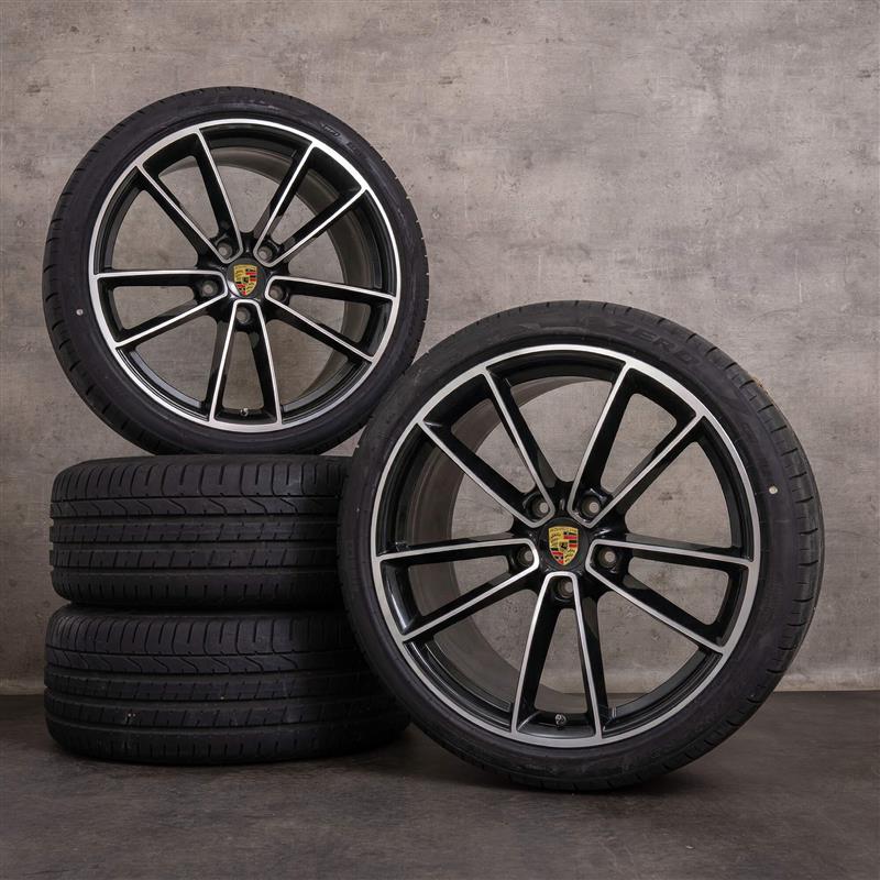 Originali Porsche 992 I cerchi 20 21 pollici Carrera S 4 GTS Targa estivi 992601025BC 992601025J nero lucidato frontalmente