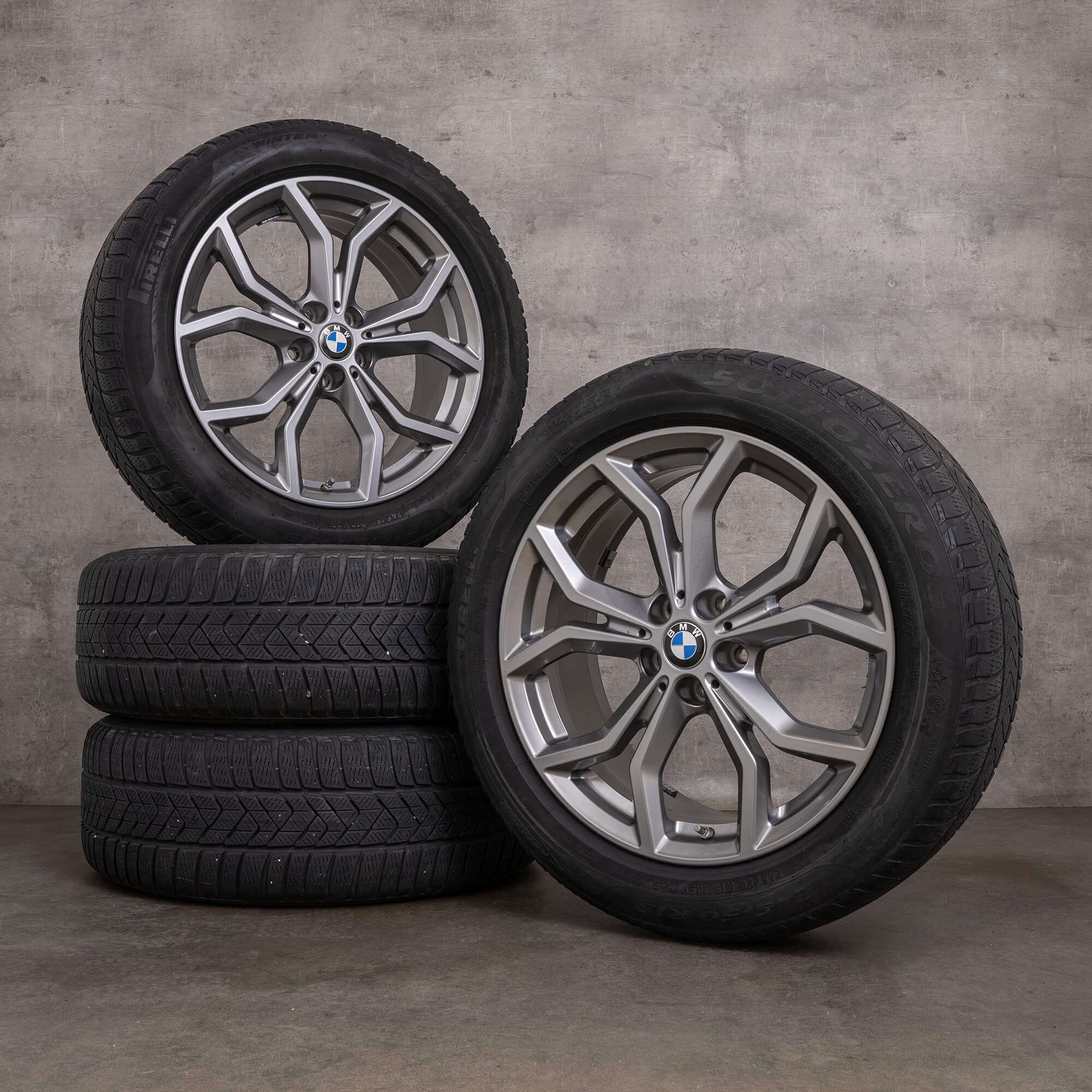 Original BMW X3 X4 vinterhjul 19 tum G01 G02 fälgar styling 694 6877328 ferrisk grå