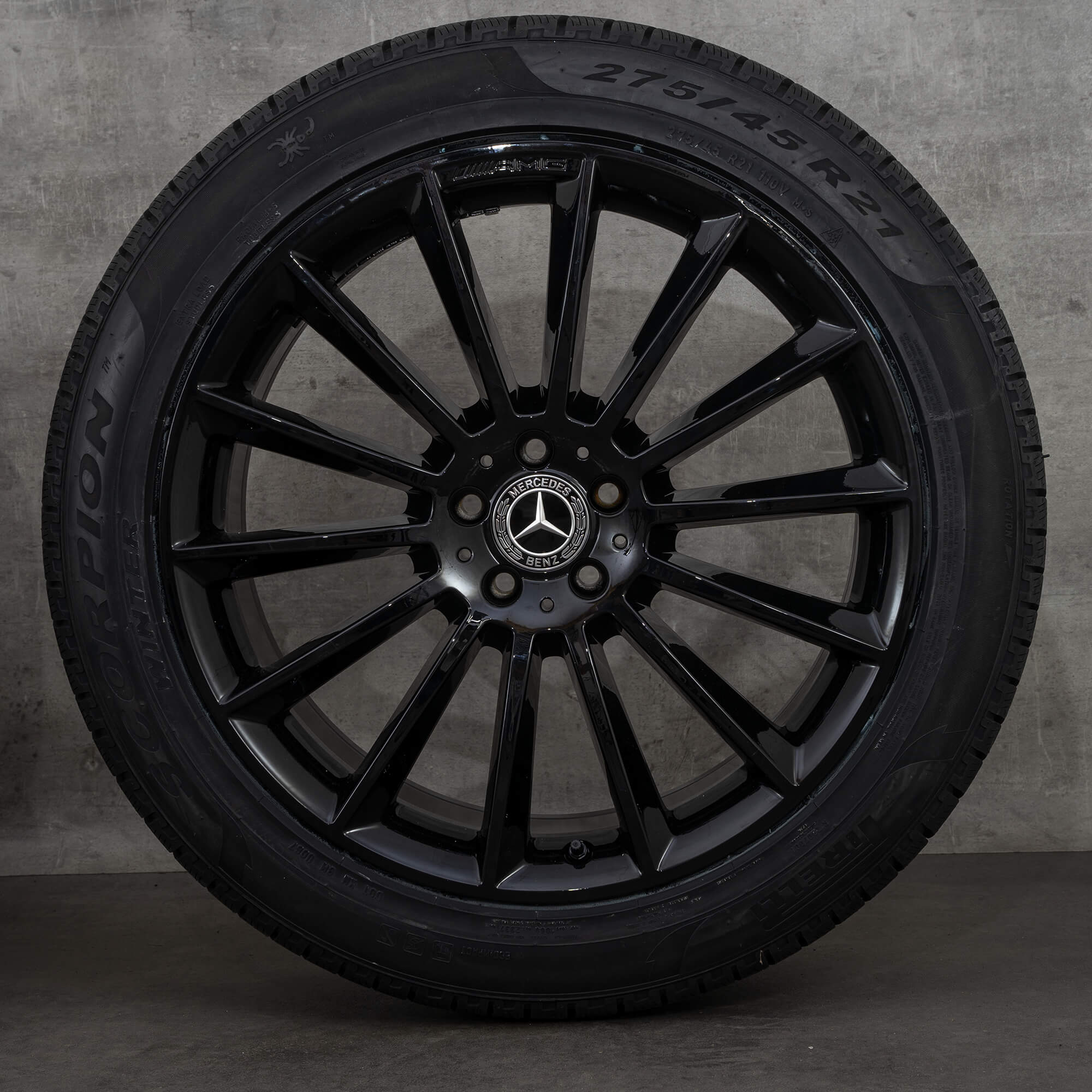 Oryginalne koła zimowe Mercedes Benz GLE AMG 21 cali W167 V167 Felgi A1674013400 A1674013500 czarny błyszczący