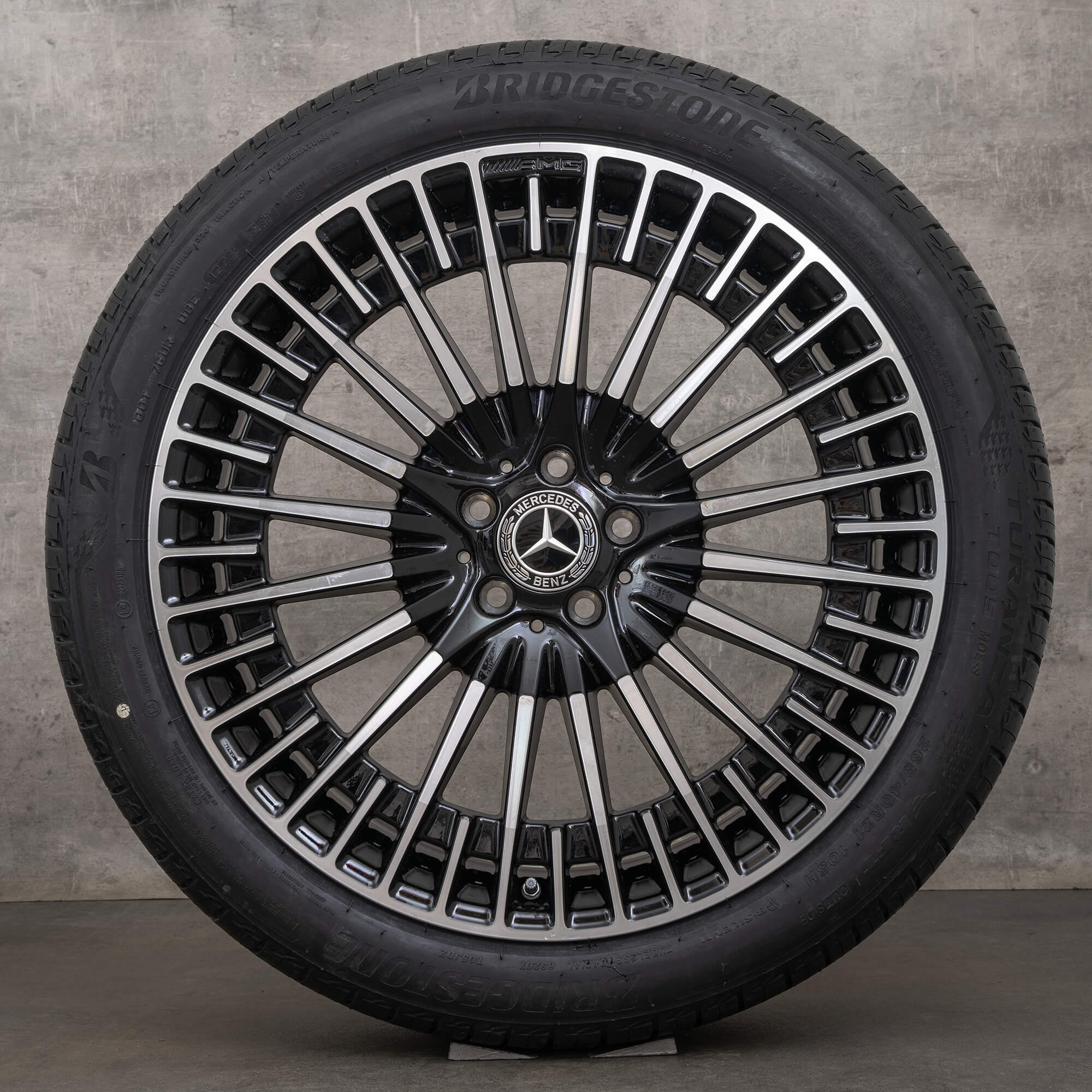 Original Mercedes Benz EQS AMG roues d'été 21 pouces limousine V297 jantes A2974011500 noir brillant