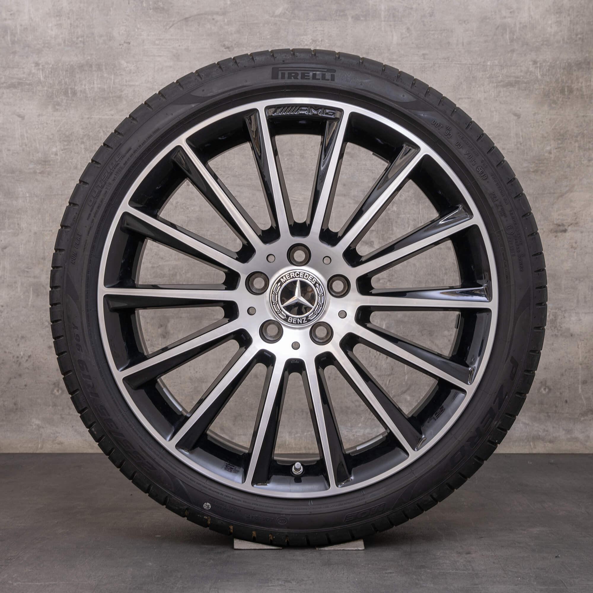 Aito Mercedes Benz C-Class AMG vanteet 19 tuuman W205 S205 C205 A205 kesävanteet A2054011300 A2054011400 musta kiiltävä käännetty