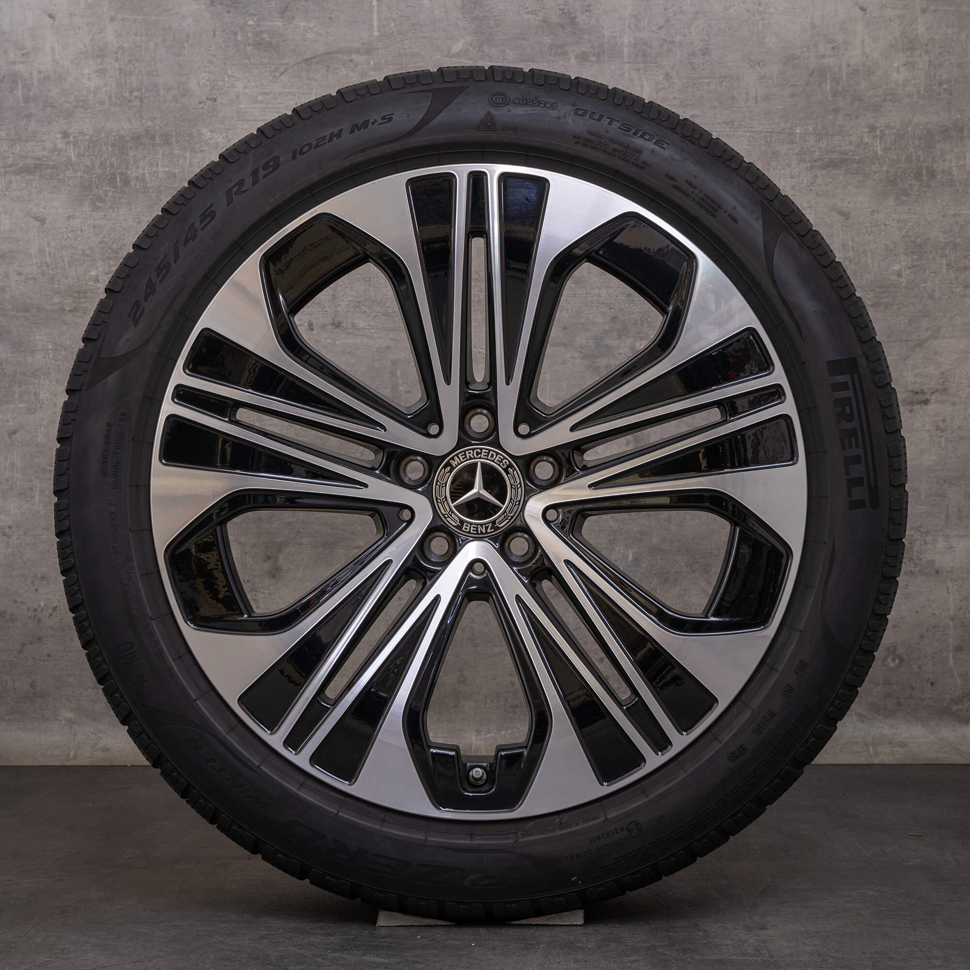 Oryginalne koła zimowe Mercedes Benz Klasa E 19 cali W214 S214 felgi A2144012300 czarne Polerowane