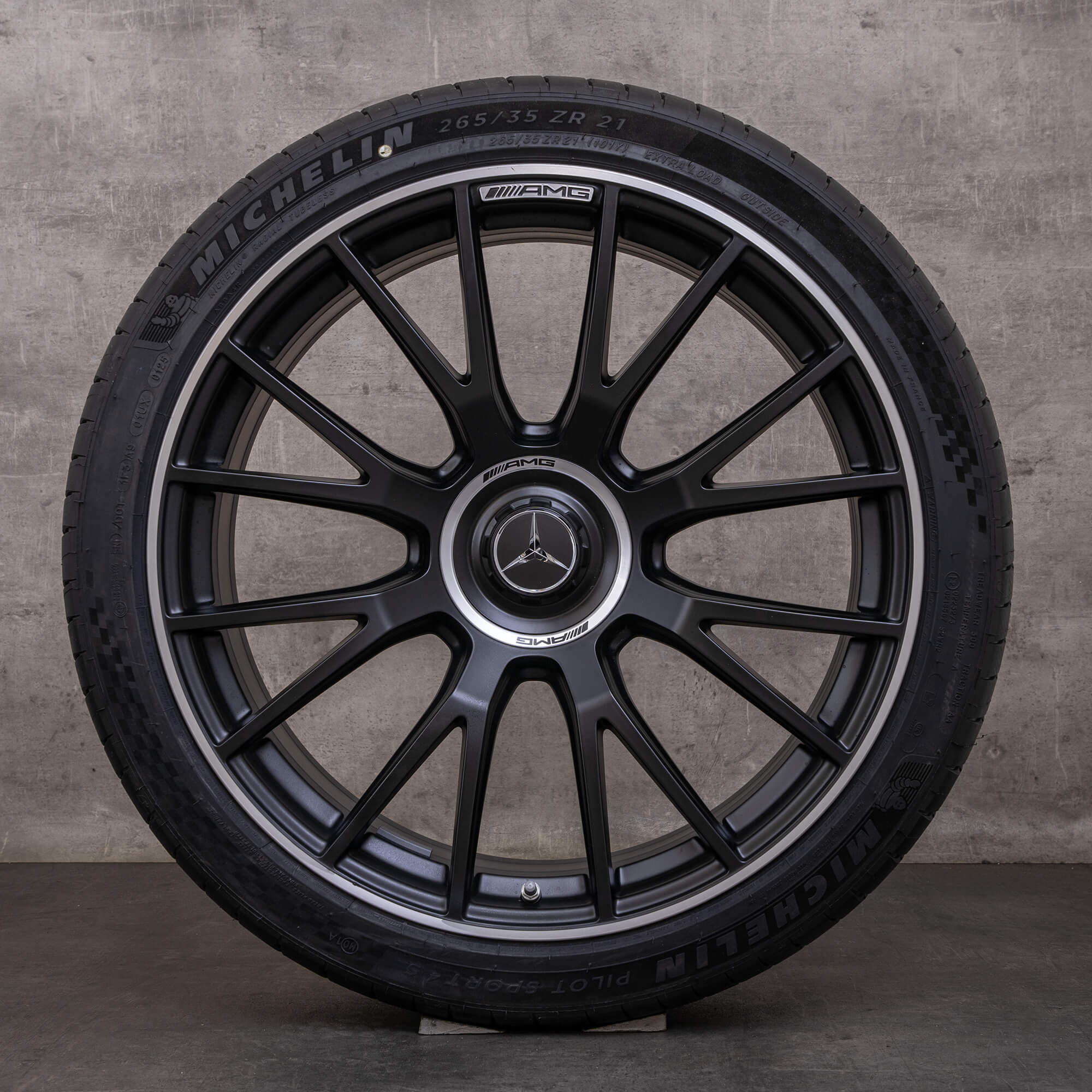 Orijinal Mercedes Benz E-Serisi E53 Hibrit AMG jantlar 21 inç W214 yaz jant lastik A2144011300 A2144011400 siyah mat parlak tornalanmış