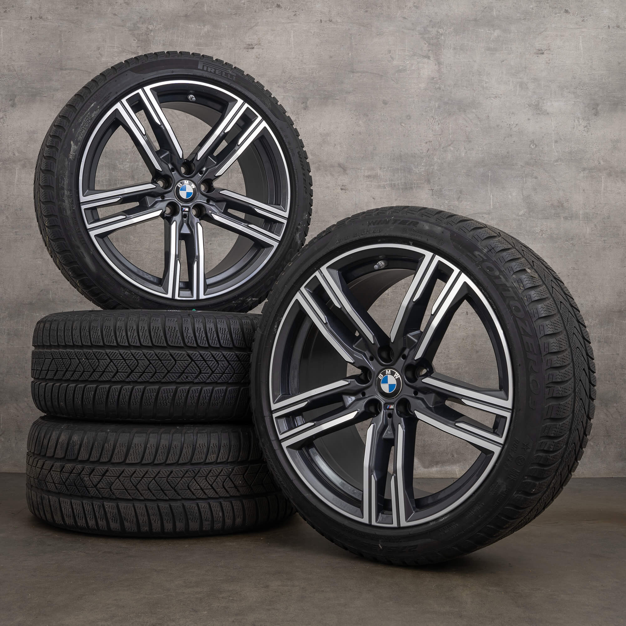 Cerchioni originali BMW Serie 8 G14 G15 G16 da 19 pollici pneumatici invernali styling 727 M 8090019 8090020 grigio orbita lucido