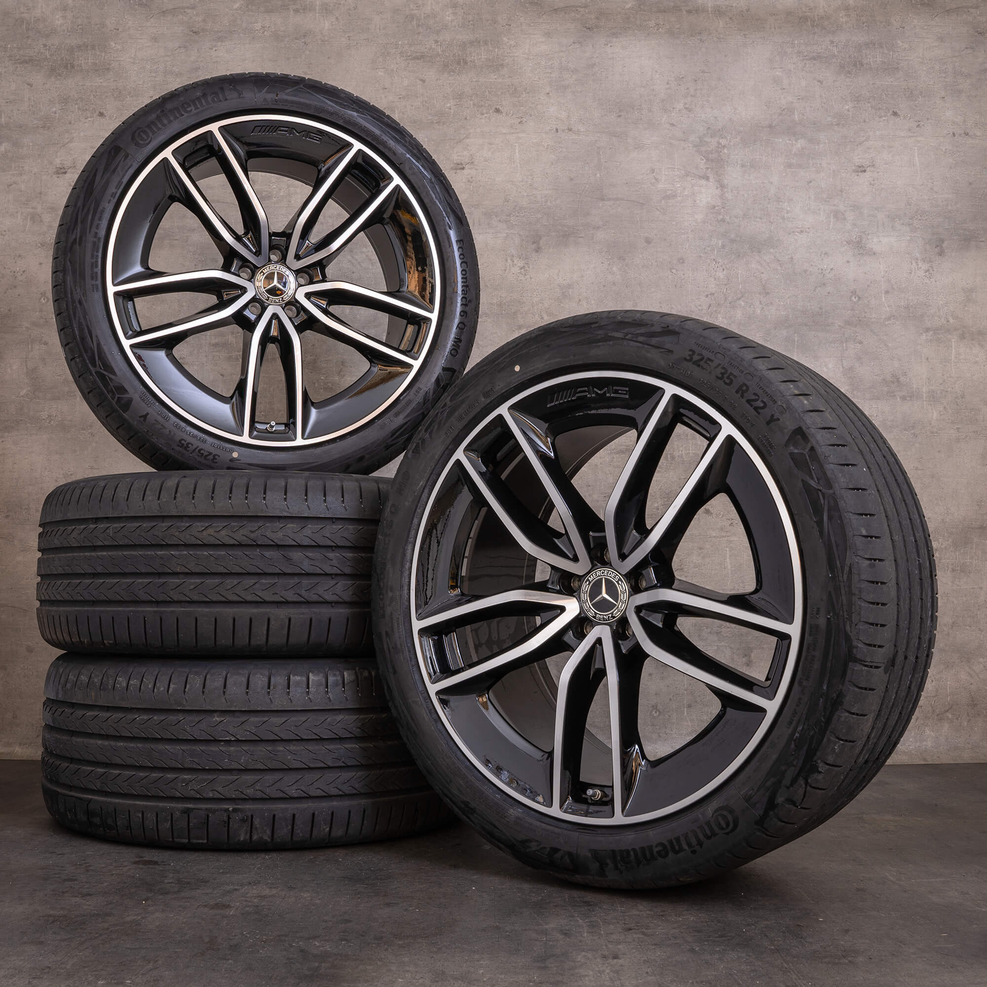 Original Mercedes Benz GLE AMG Felgen 22 Zoll C167 V167 Sommerräder A1674013600 A1674013700 schwarz glanzgedreht