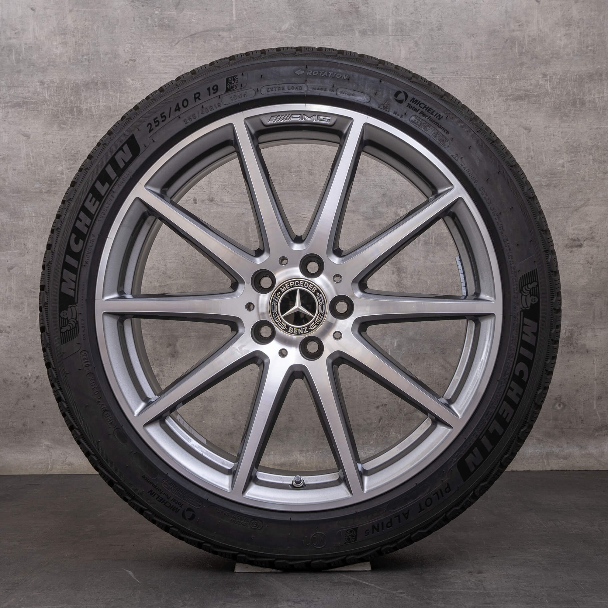 Orijinal Mercedes Benz C-Serisi C63 AMG kış jant lastik 19 inç W206 S206 jantlar A2064016900 A2064012800 himalaya gri parlak tornalanmış