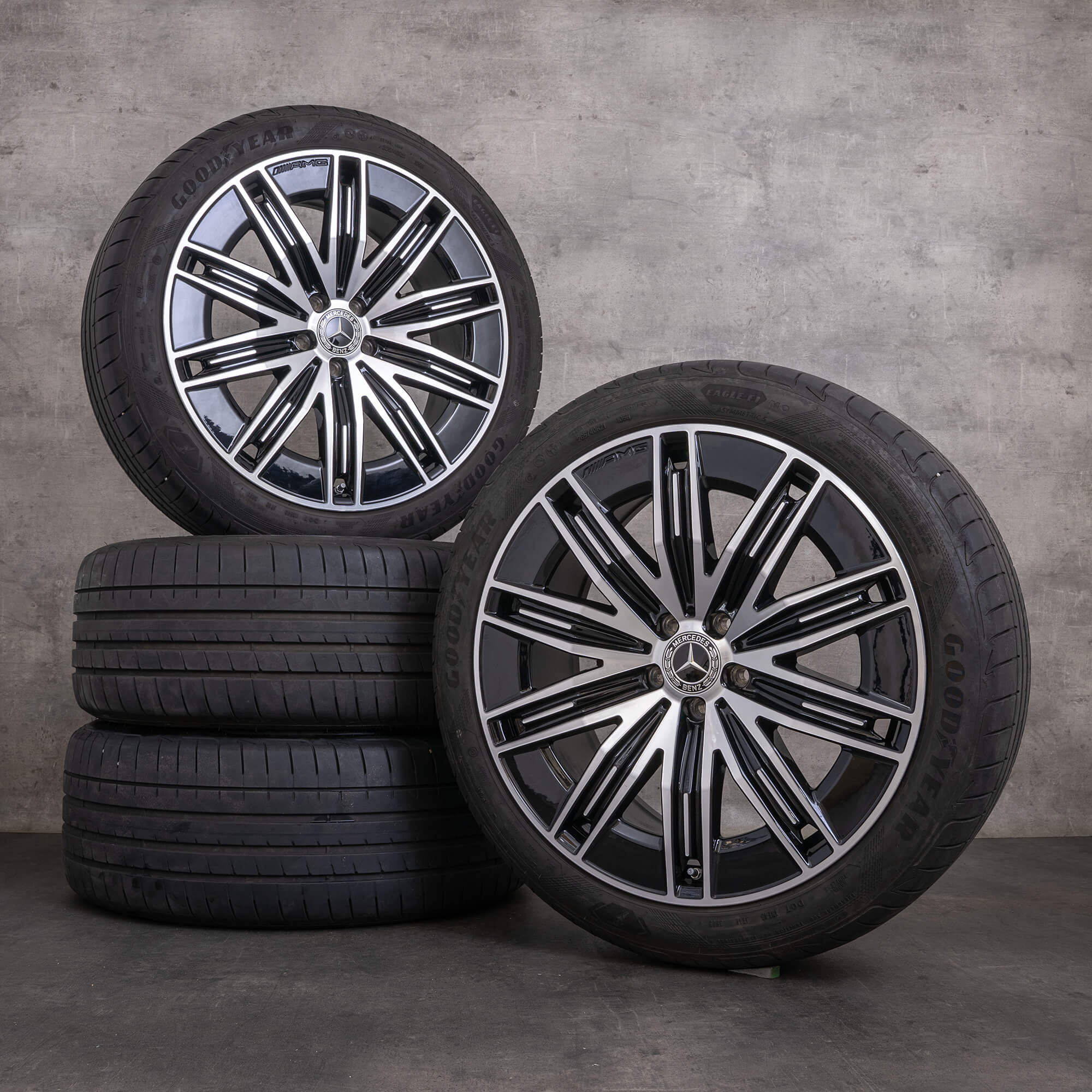 Orijinal Mercedes Benz EQE AMG jantlar 21 inç SUV X294 yaz jant lastik A2944011200 siyah parlak tornalı