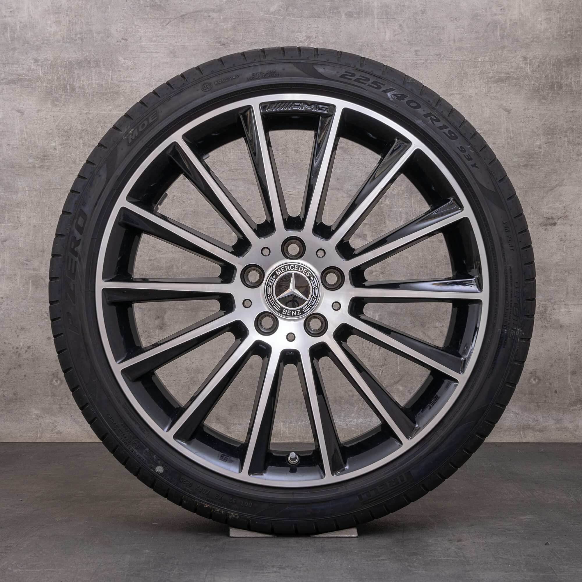 Aito Mercedes Benz C-Class AMG vanteet 19 tuuman W205 S205 C205 A205 kesävanteet A2054011300 A2054011400 musta kiiltävä käännetty