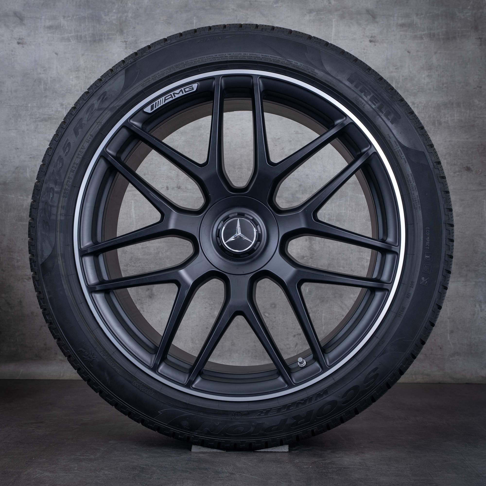 Oryginalne koła zimowe Mercedes Benz GLE AMG 22 cale V167 Felgi A1674015601 A1674015701 czarny mat Polerowane