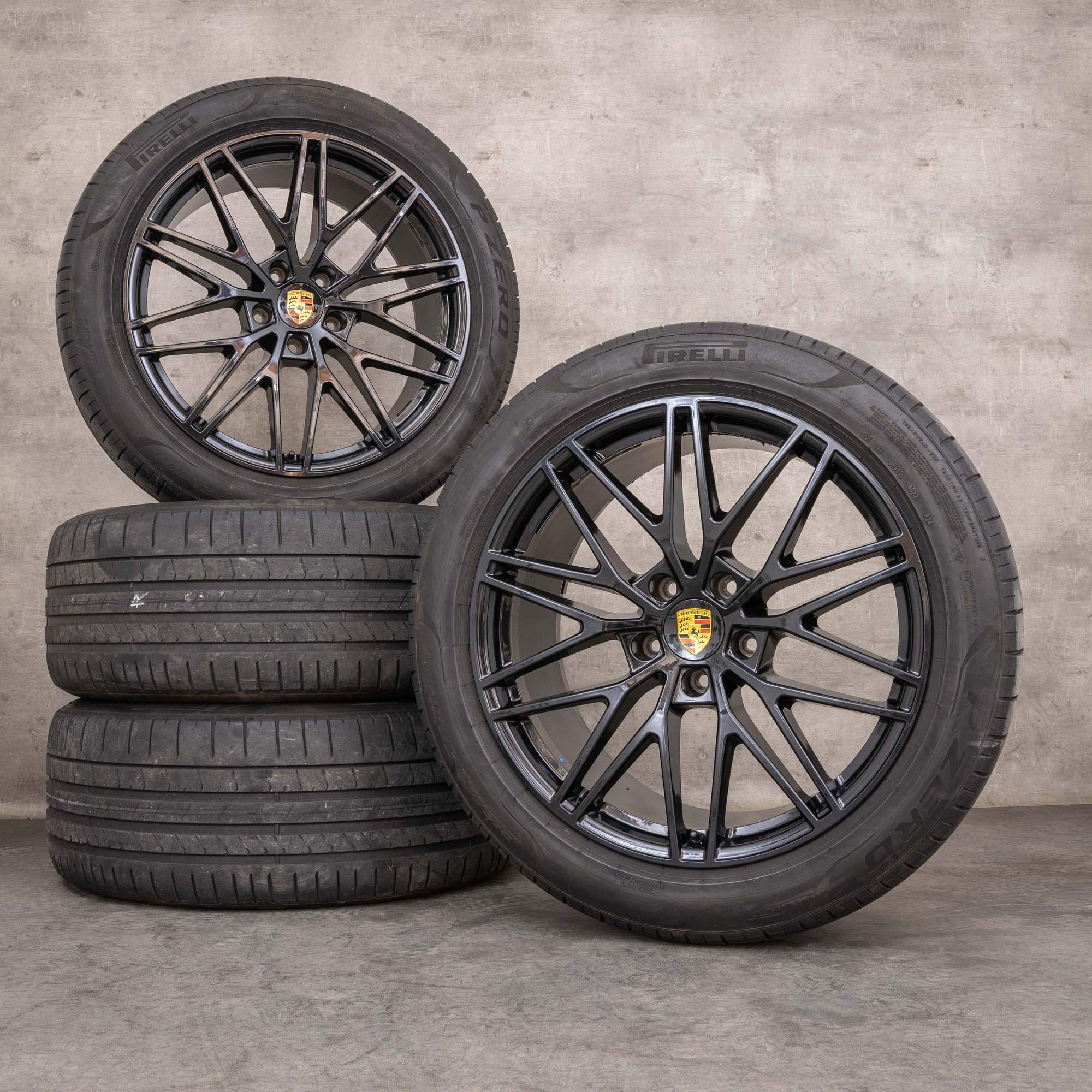 Original Porsche Cayenne Felgen 21 Zoll 9YA E3 II Sommerräder RS Spyder 9Y0601025CD 9Y0601025CE schwarz glanz NEU