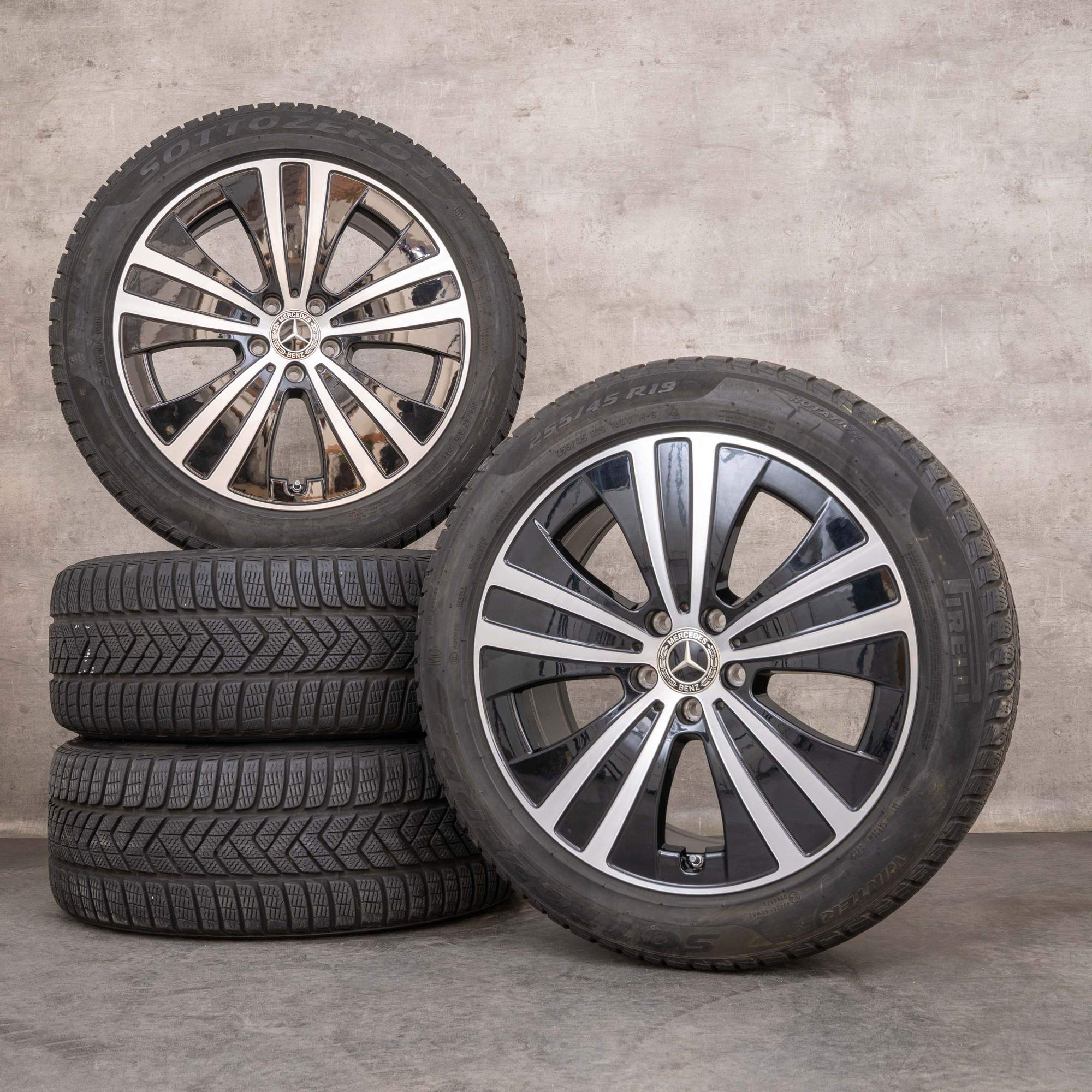 Alkuperäiset Mercedes Benz EQE talvirenkaat 19 tuuman V295 vanteet A2954011200 musta kiillotettu sorvattu