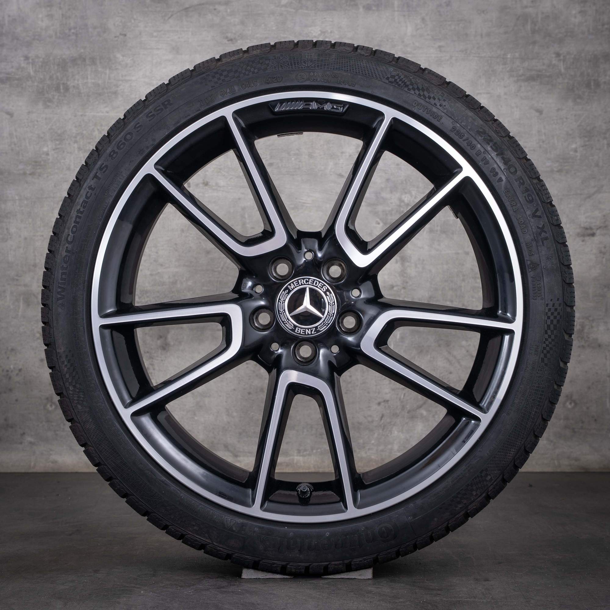 Alkuperäiset Mercedes-Benz C-sarjan AMG-talvirenkaat 19 tuumaa W205 S205 C205 A205 vanteet A2054012200 A2054012300 diamond cut musta